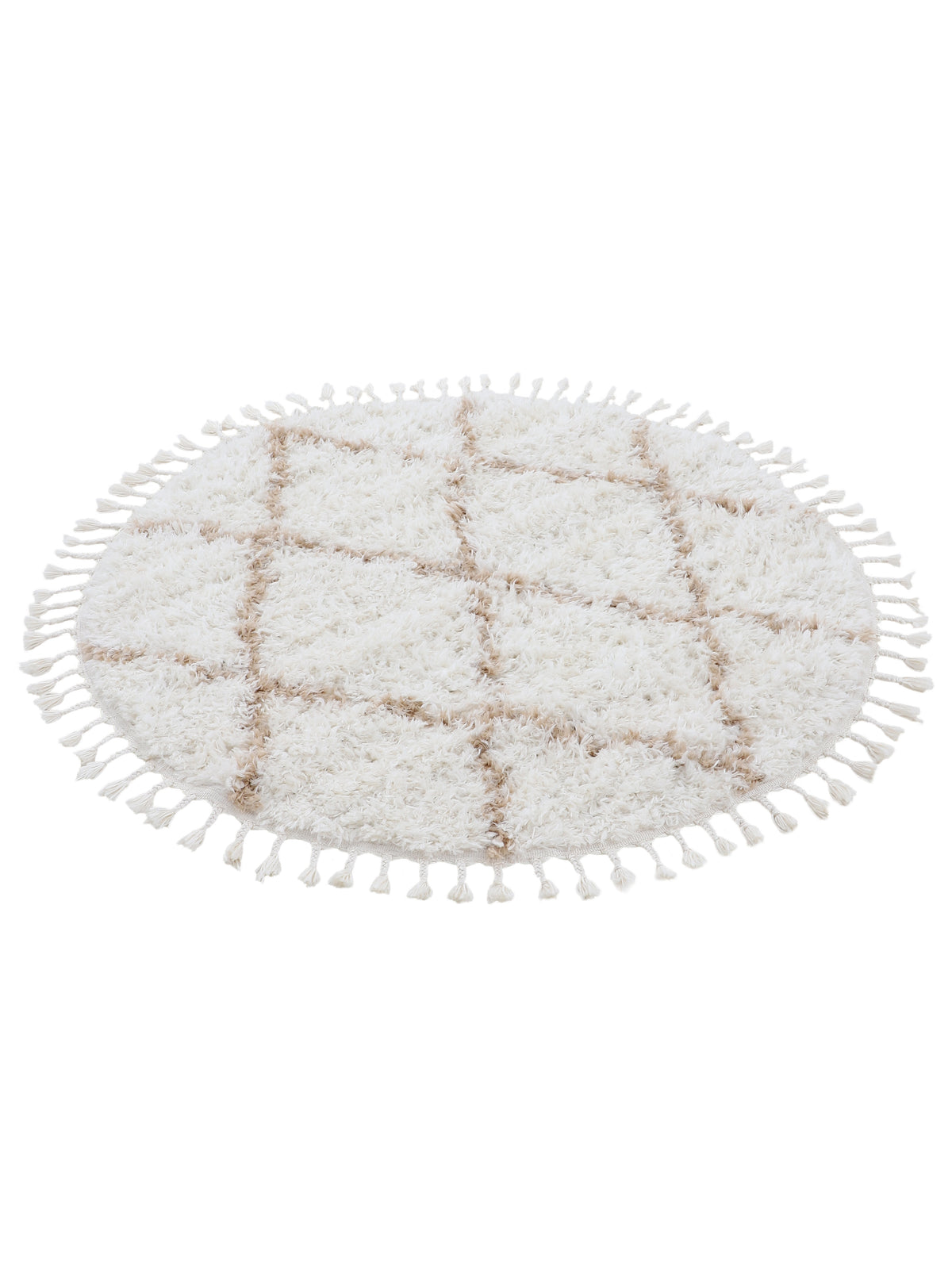Hochflorteppich Eddy Rund Beige