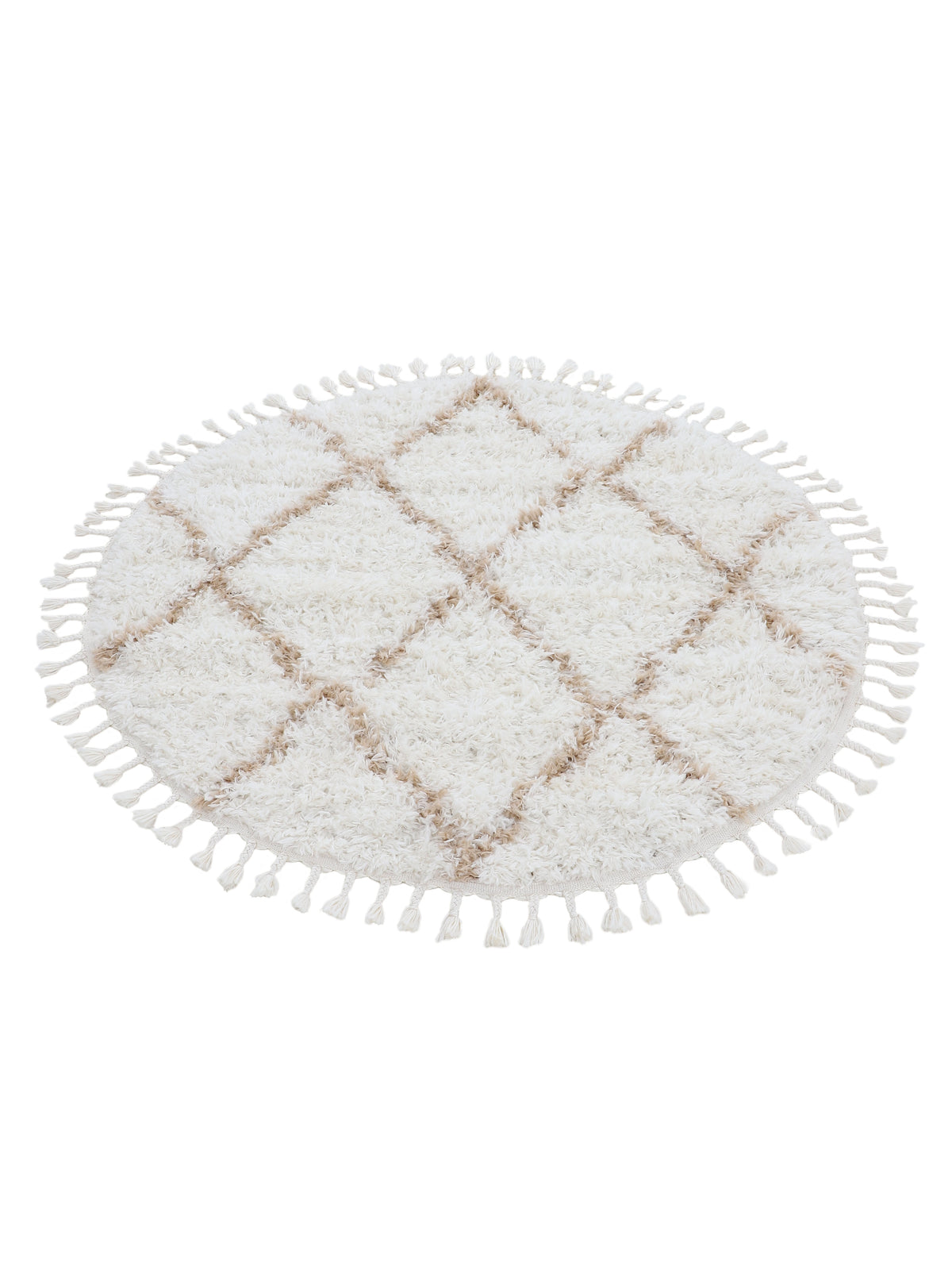 Hochflorteppich Eddy Rund Beige