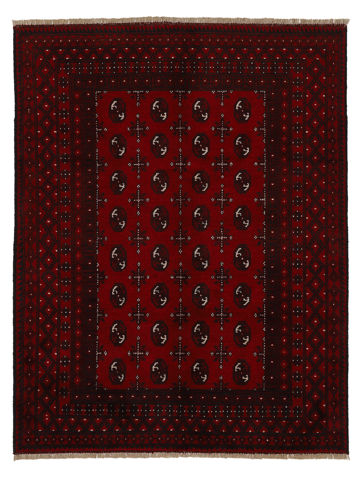 Afghan Akhche Bokhara Teppich Rot