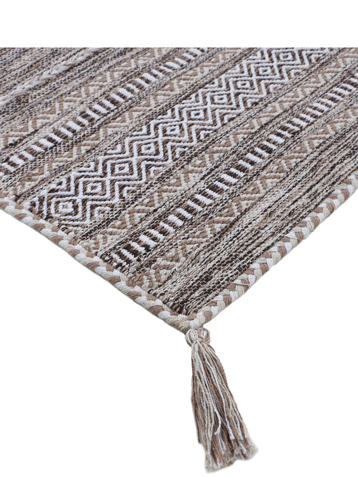 Flachgewebeteppich Kelim Azizi Beige aus Baumwolle