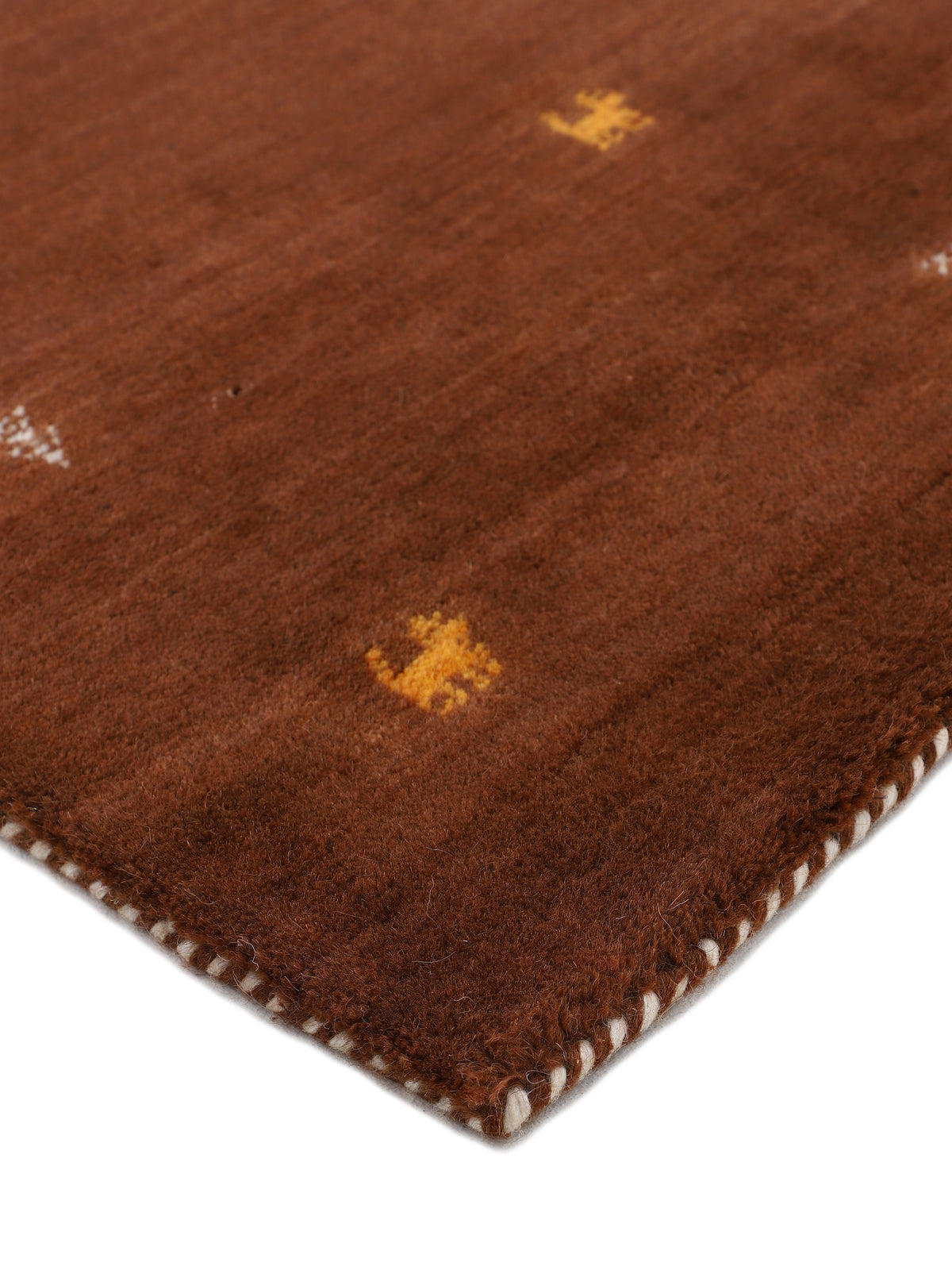 Wollteppich Gabbeh Uni Rund Braun in braun aus wolle