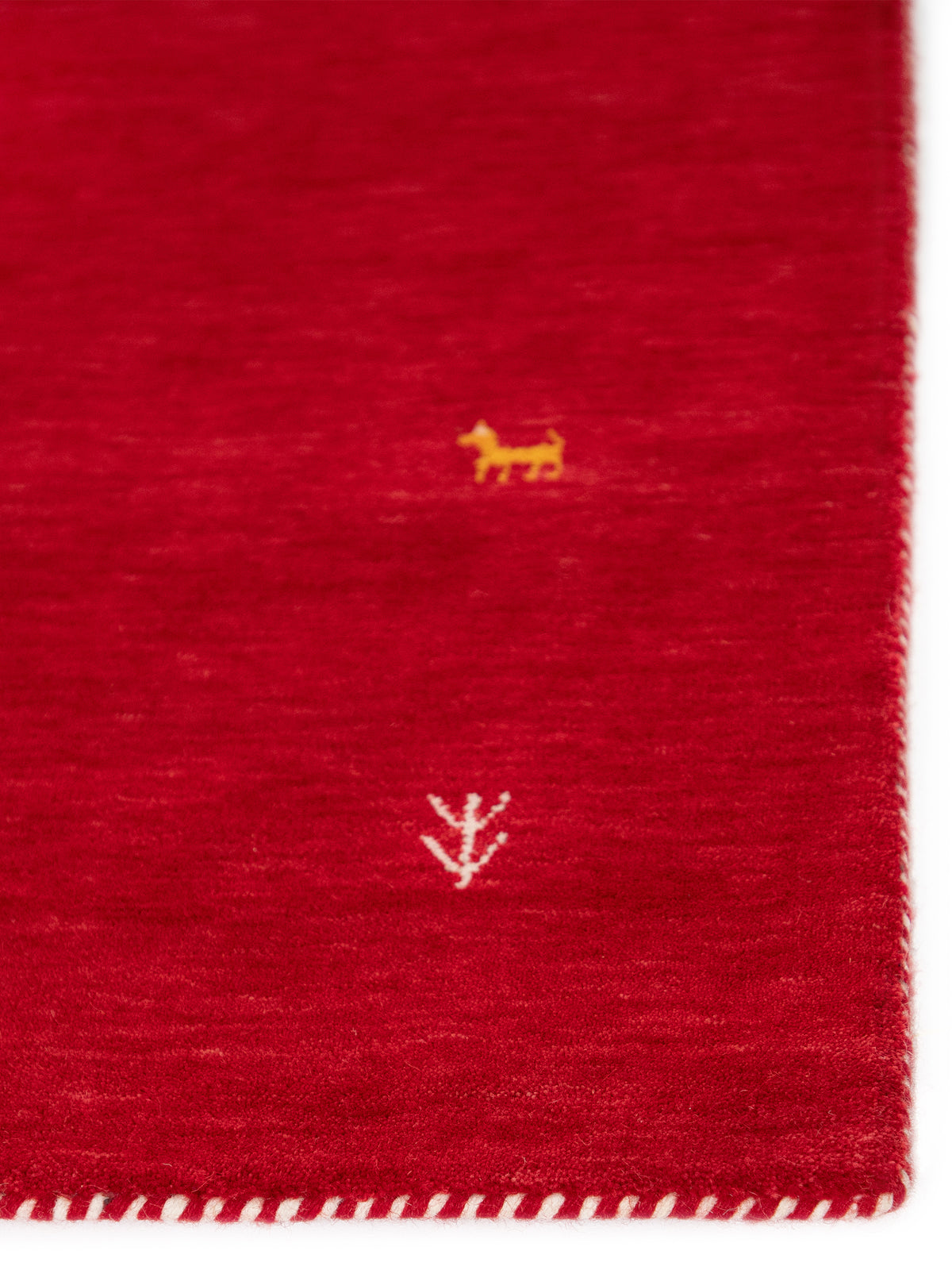 Wollteppich Gabbeh Uni Läufer Rot aus Wolle