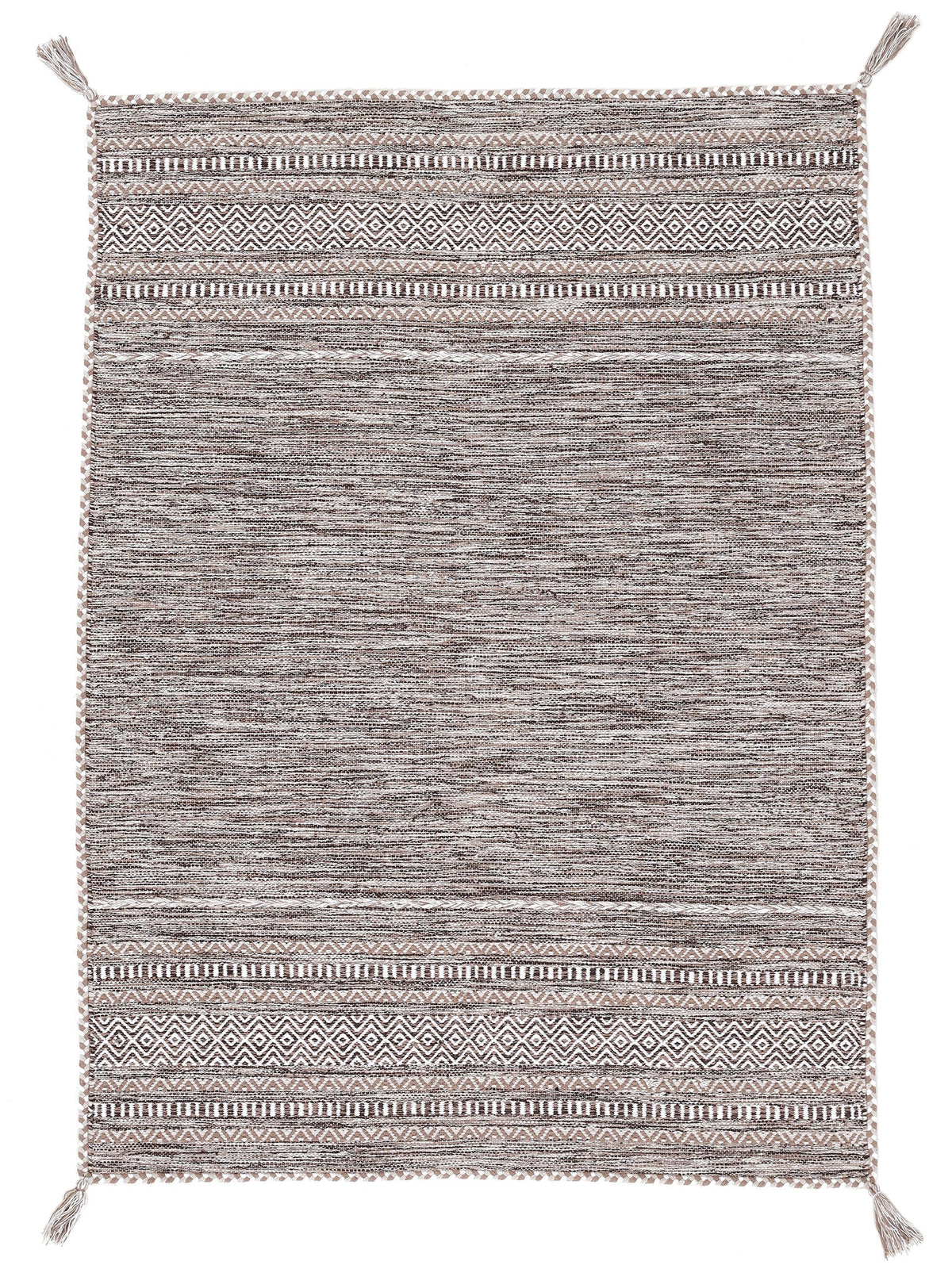 Flachgewebeteppich Kelim Azizi Beige aus Baumwolle