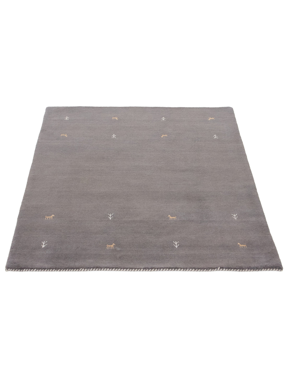 Wollteppich Gabbeh Uni Grau aus Wolle