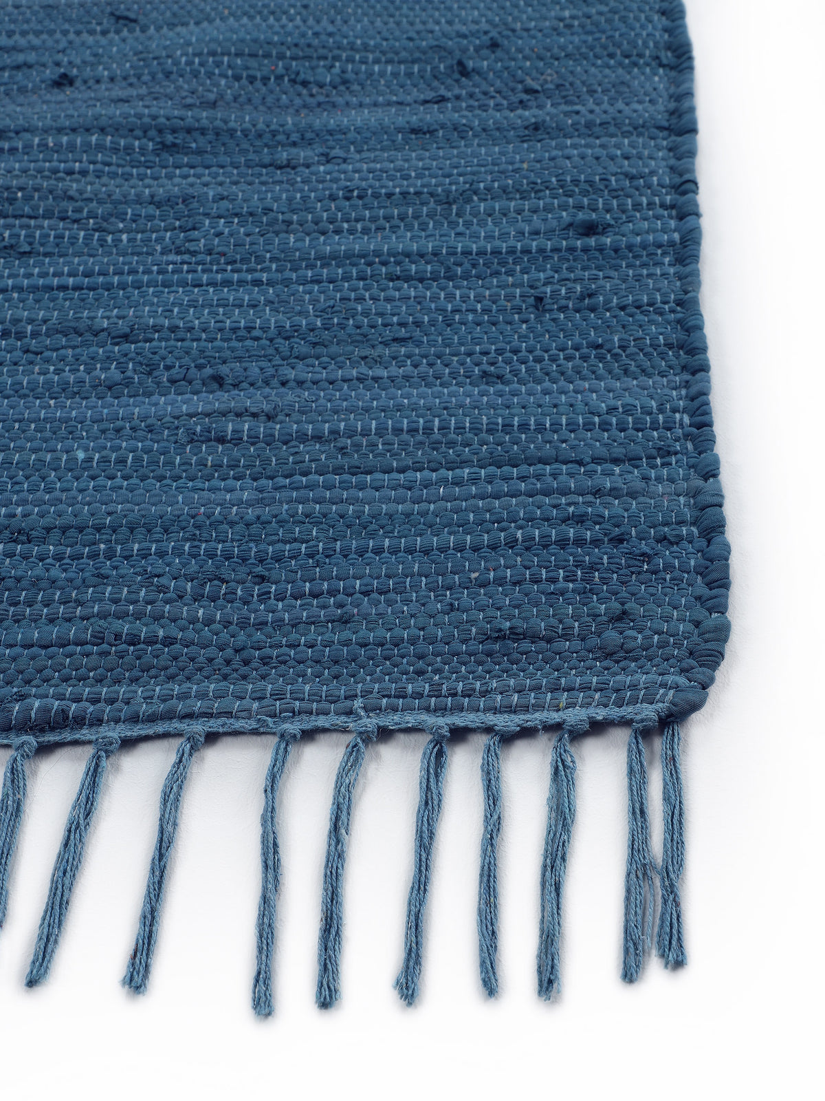 Kelim Chindi Uni Läufer Blau in blau aus baumwolle