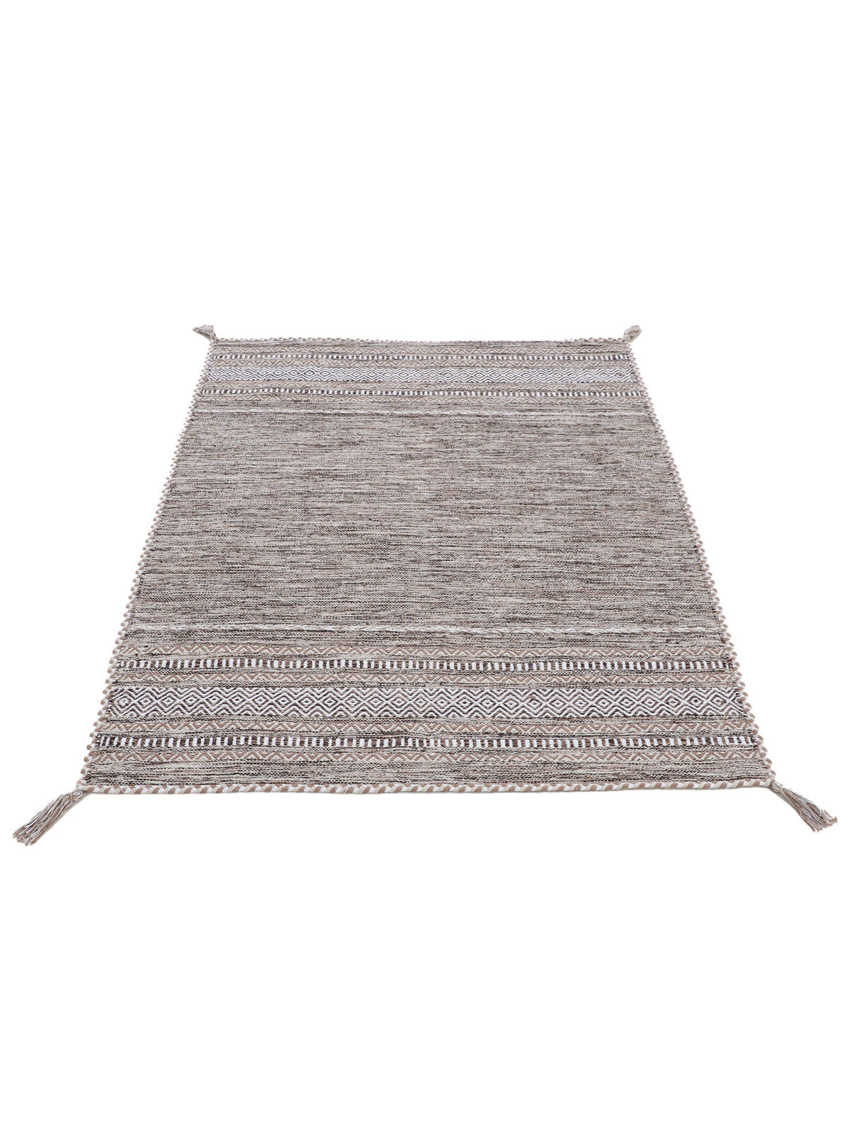 Flachgewebeteppich Kelim Azizi Beige aus Baumwolle