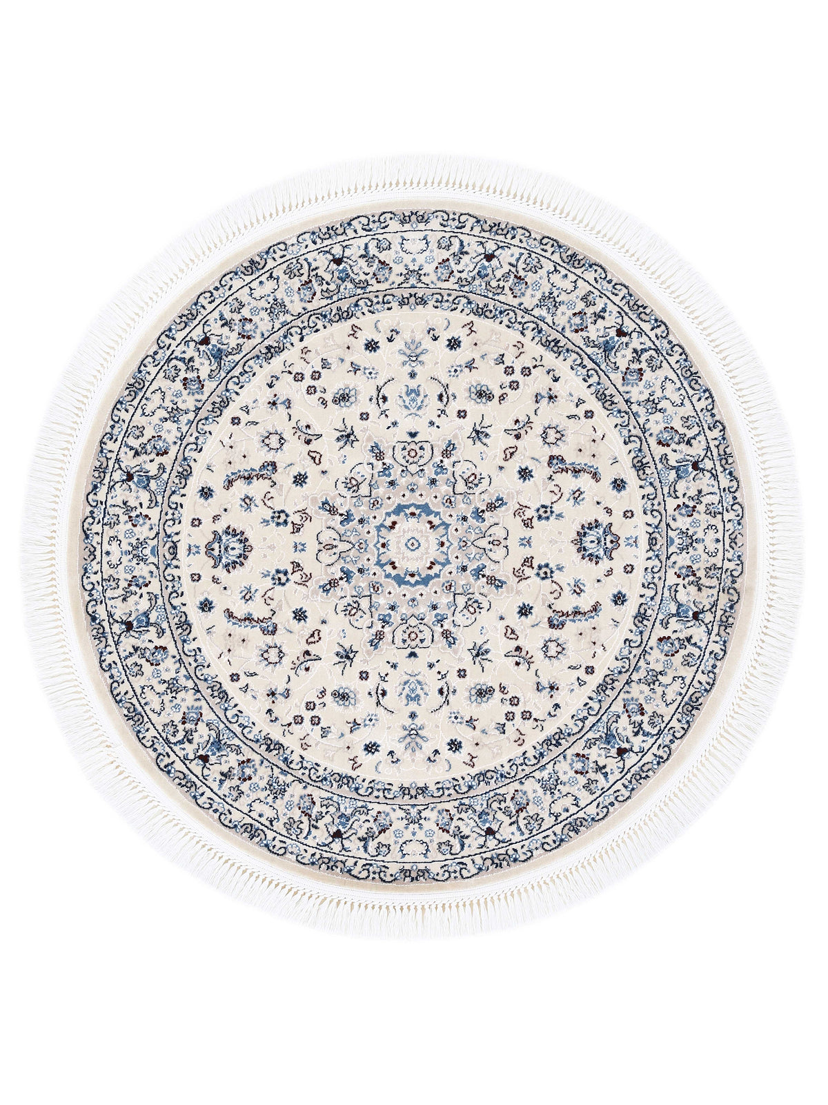Teppich Nain Diane Rund Creme in creme aus kunstfaser