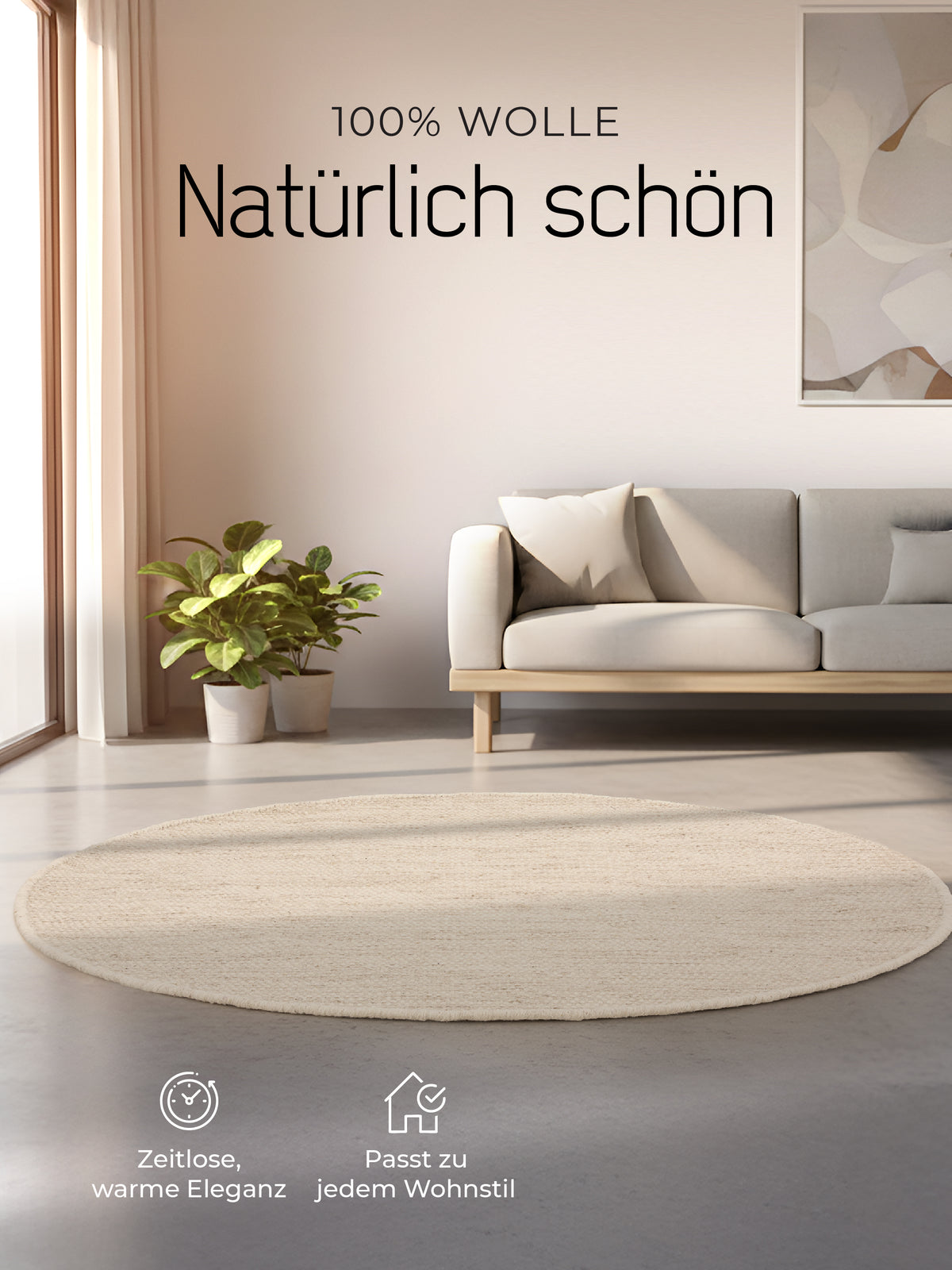 Wollteppich Lui Rund Weiß