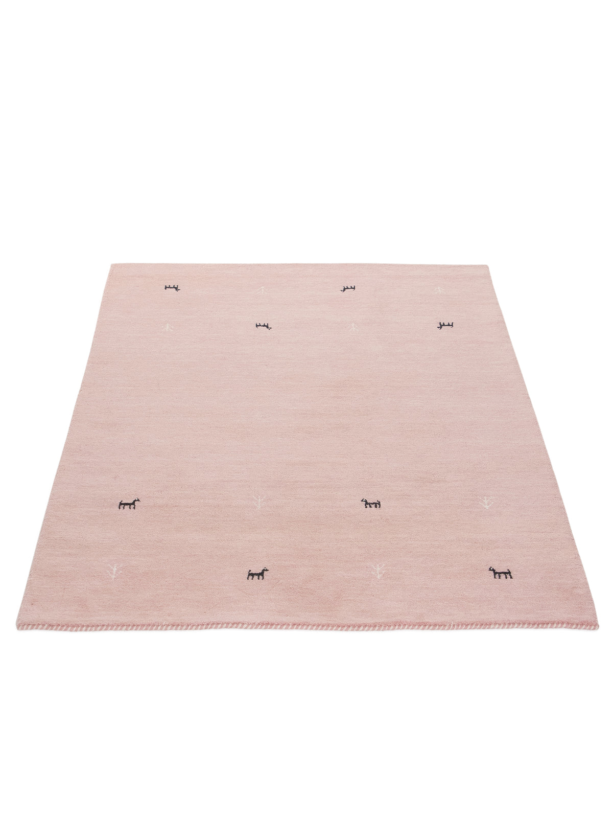 Wollteppich Gabbeh Uni Rosa in rosa aus wolle