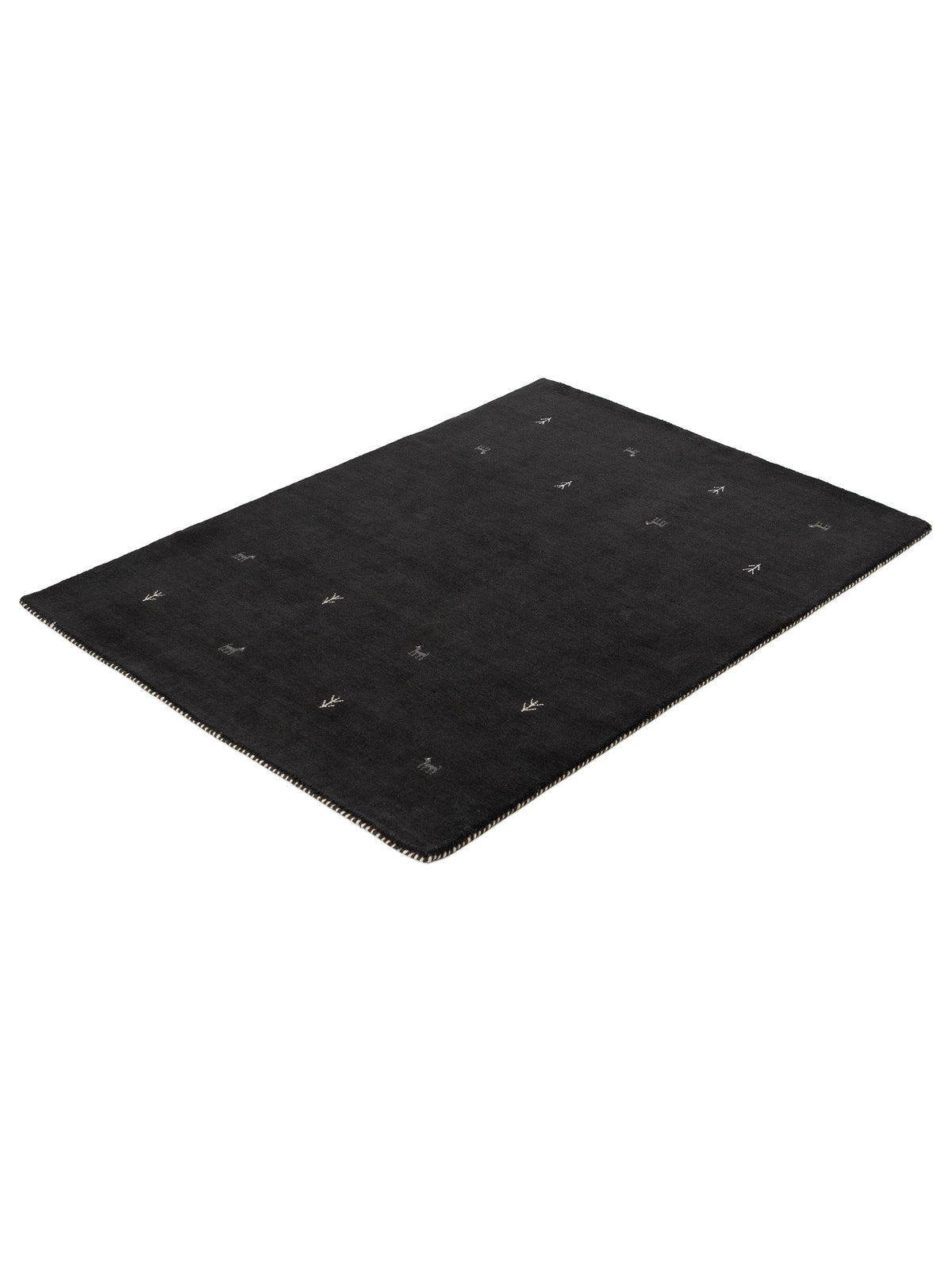 Wollteppich Gabbeh Uni Schwarz aus Wolle