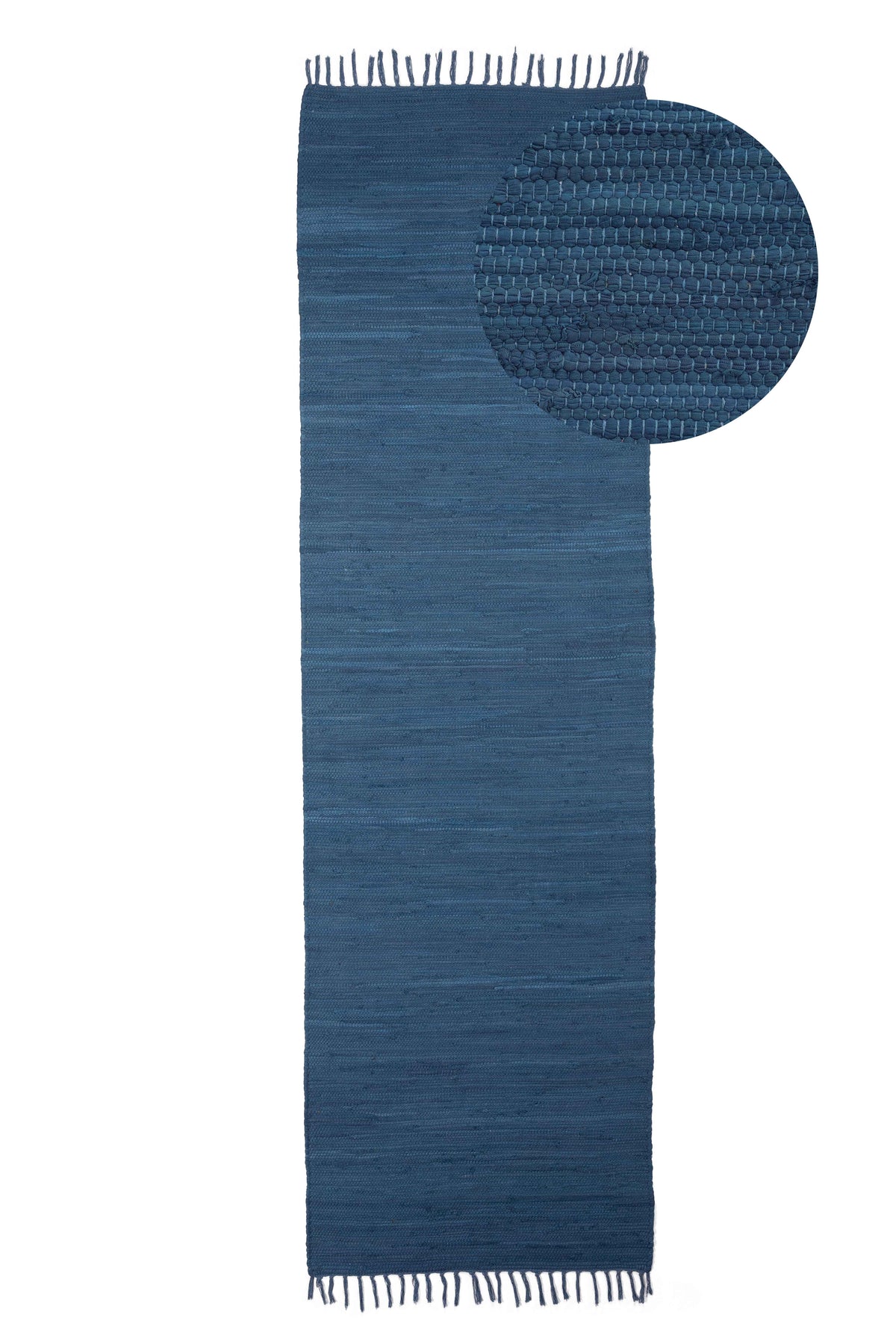 Kelim Chindi Uni Läufer Blau in blau aus baumwolle