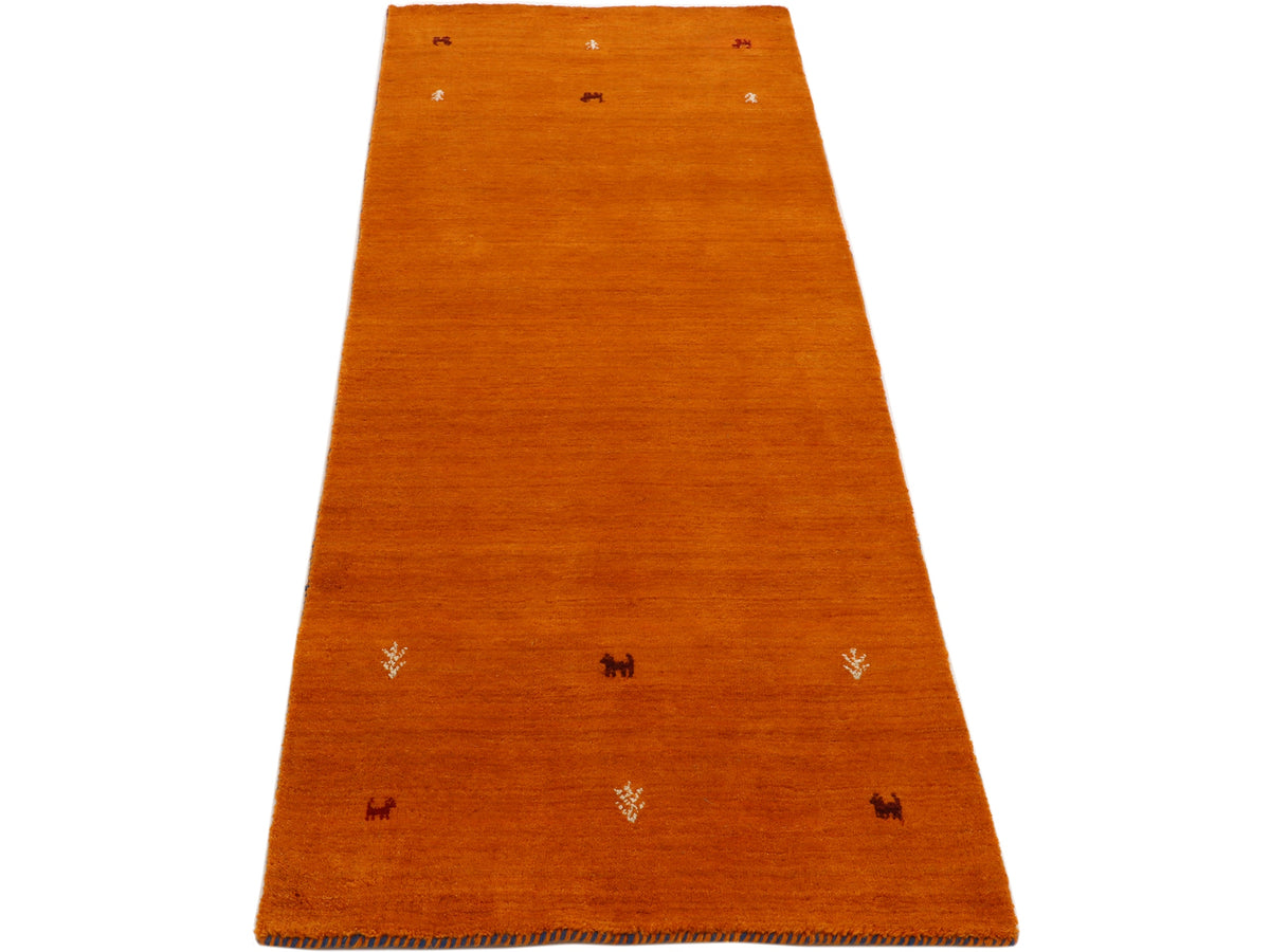 Wollteppich Gabbeh Uni Läufer Orange in orange aus wolle