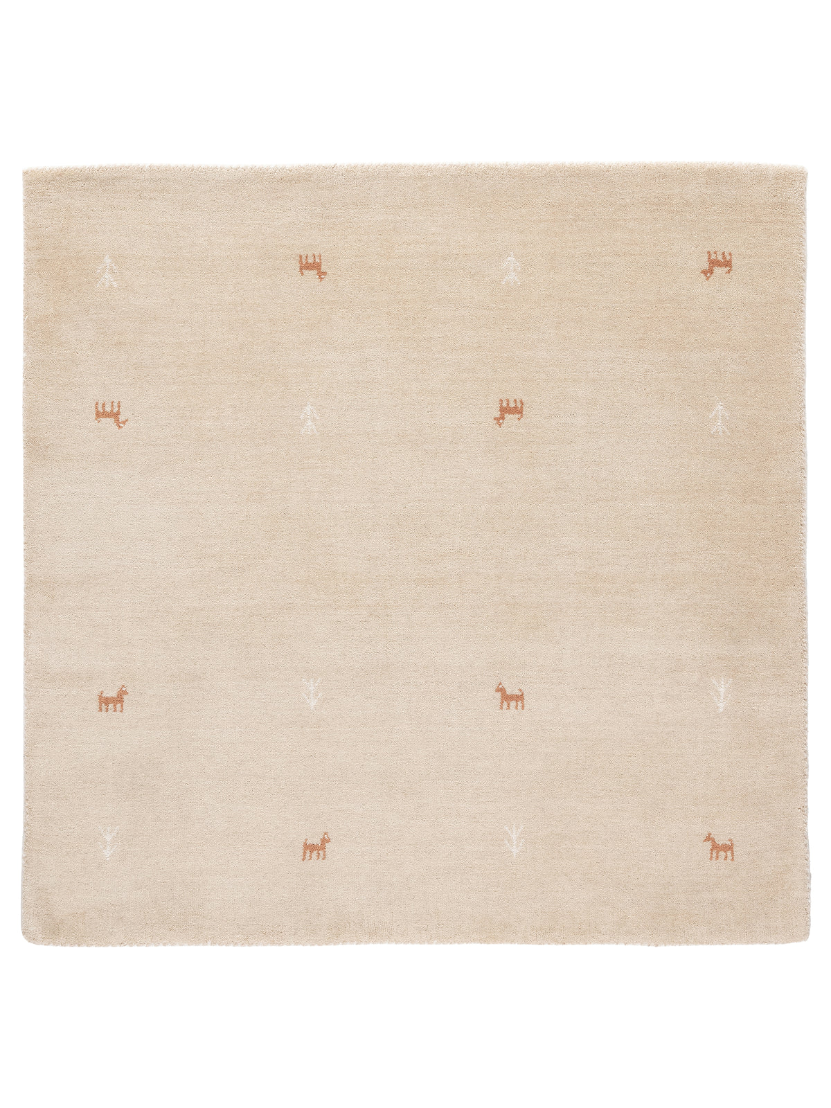 Wollteppich Gabbeh Uni Quadratisch Beige in beige aus wolle