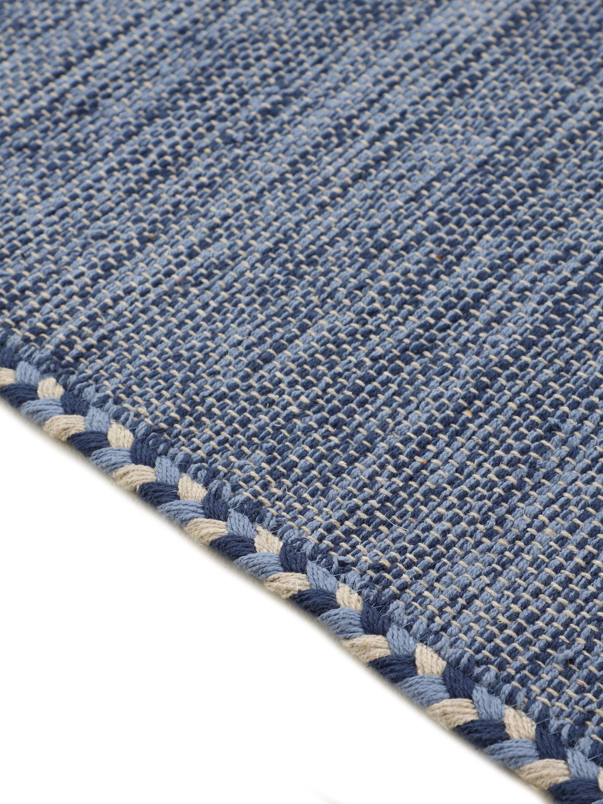 Flachgewebeteppich Kelim Azizi Blau aus Baumwolle