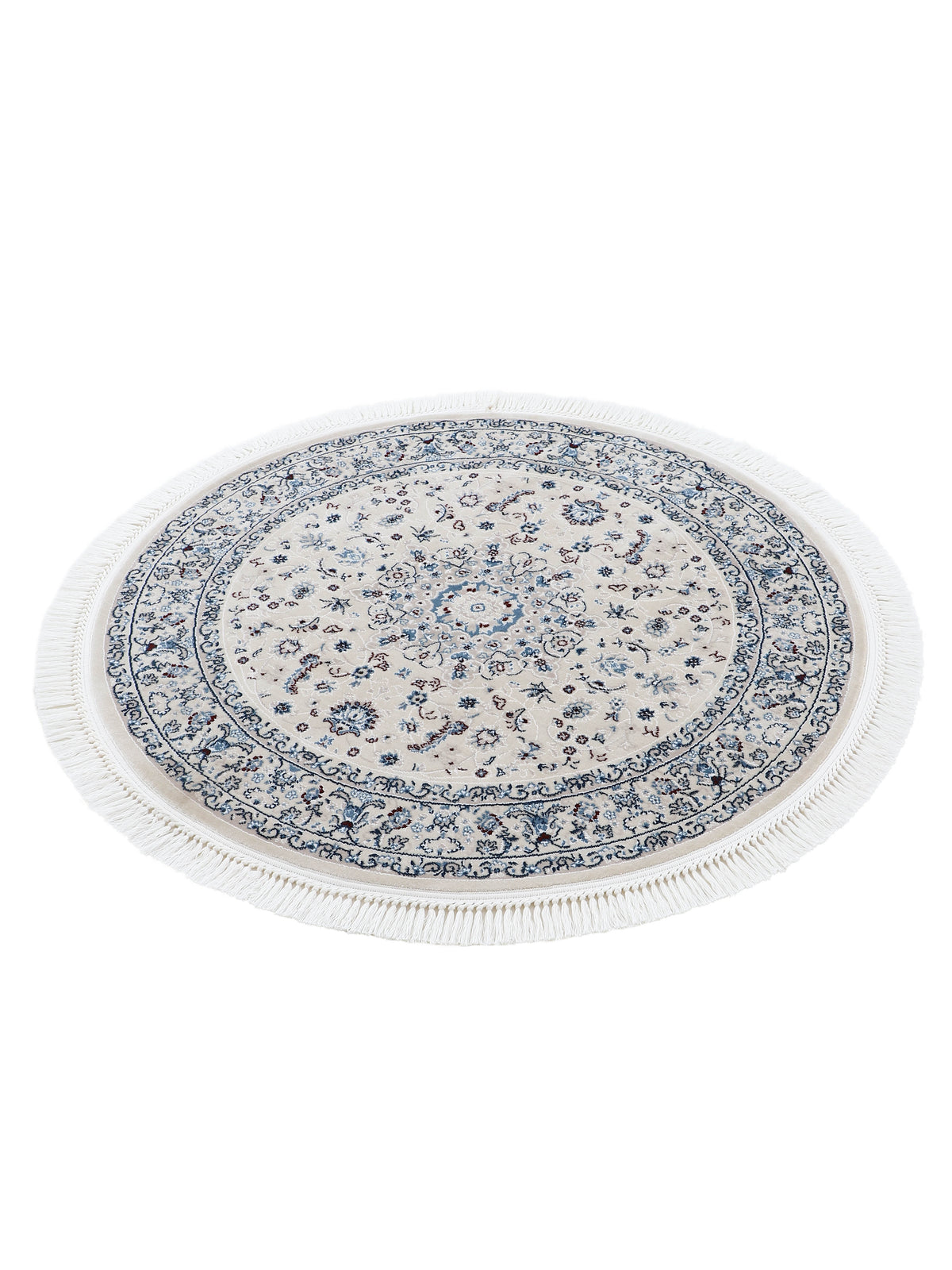 Teppich Nain Diane Rund Creme in creme aus kunstfaser