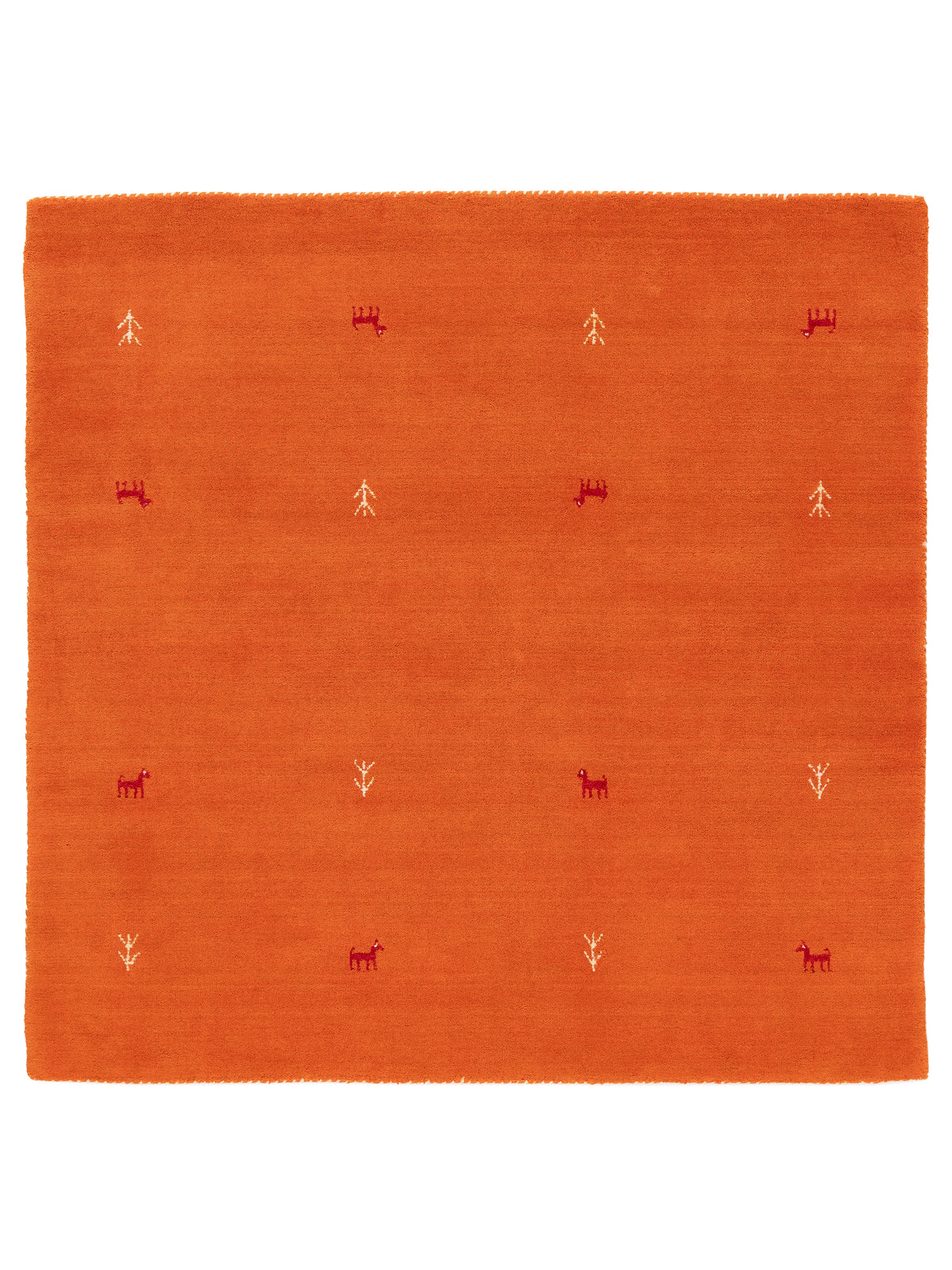 Wollteppich Gabbeh Uni Quadratisch Orange in orange aus wolle
