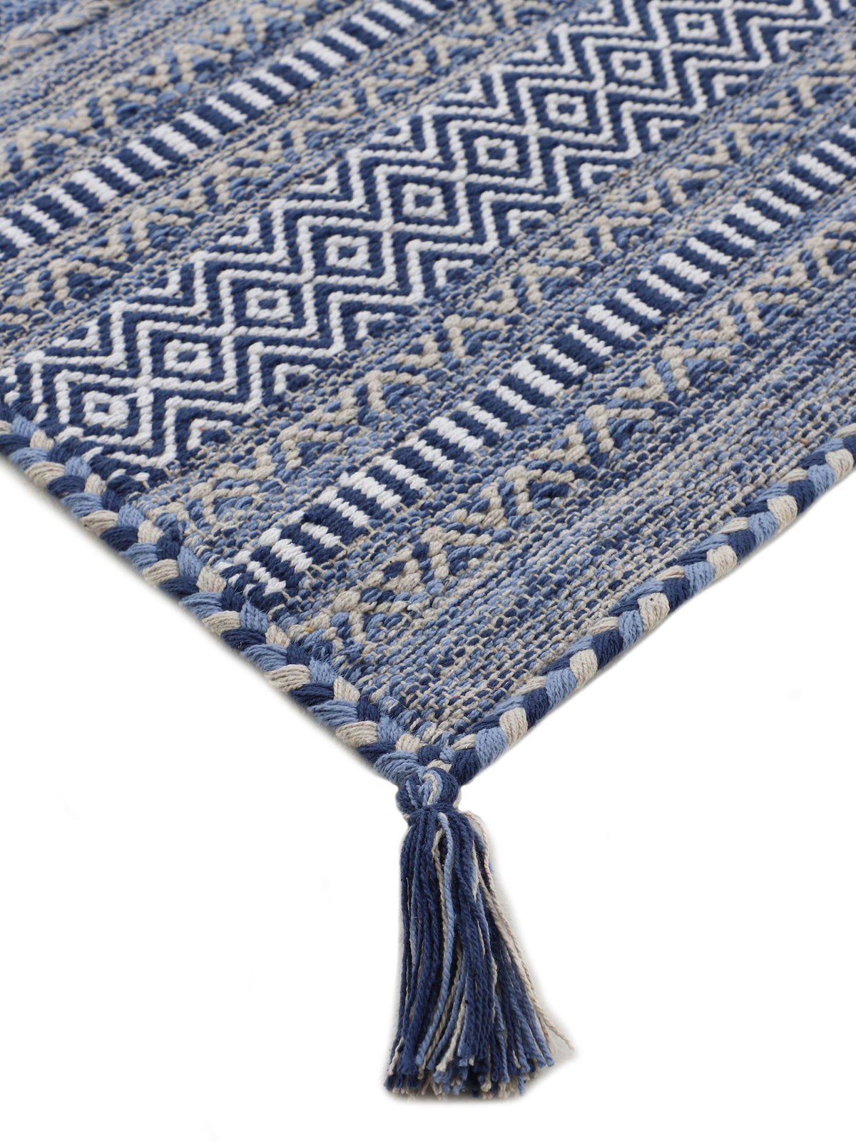 Flachgewebeteppich Kelim Azizi Blau aus Baumwolle