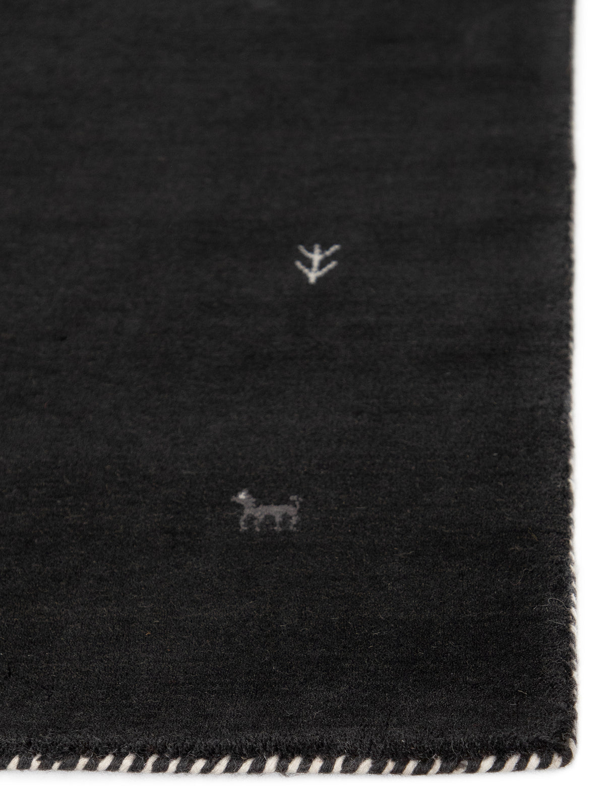 Wollteppich Gabbeh Uni Schwarz aus Wolle