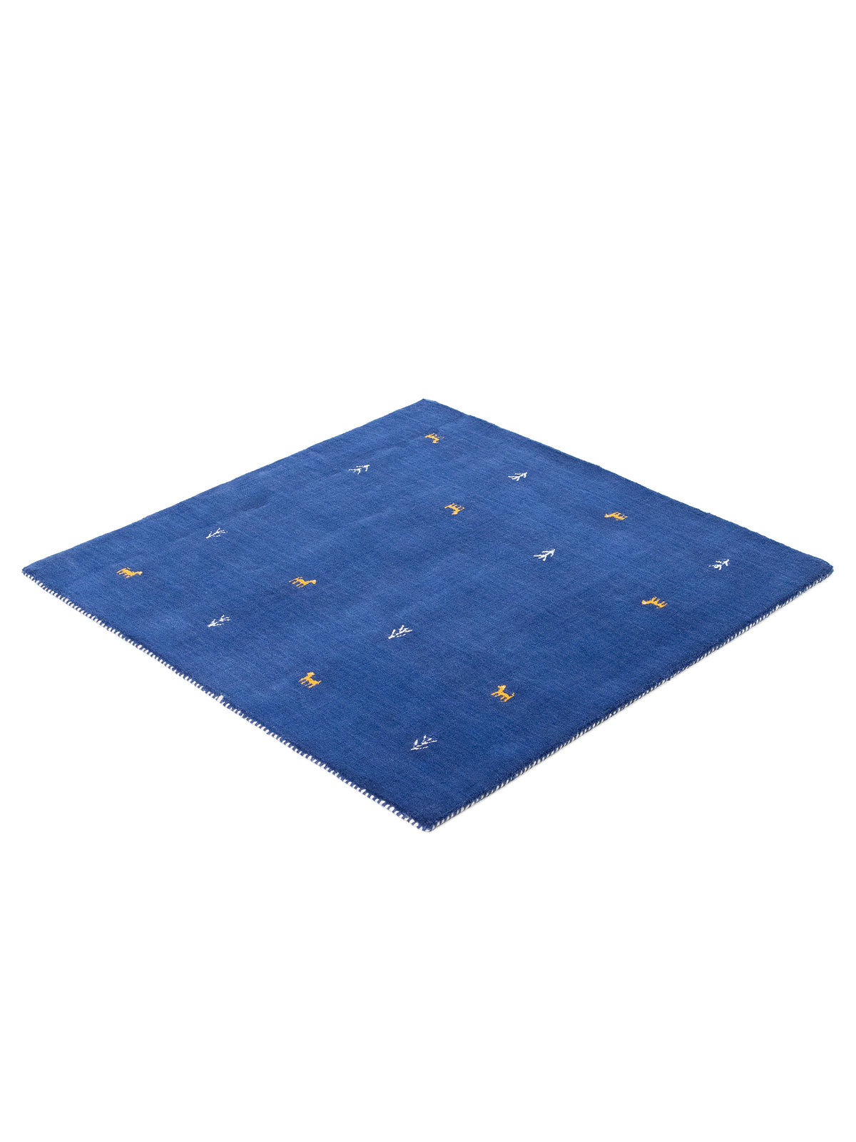 Wollteppich Gabbeh Uni Quadratisch Blau in blau aus wolle