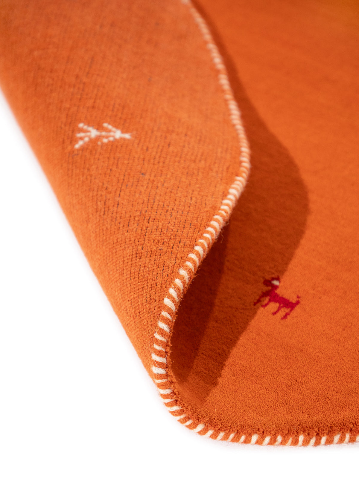 Wollteppich Gabbeh Uni Rund Orange aus Wolle
