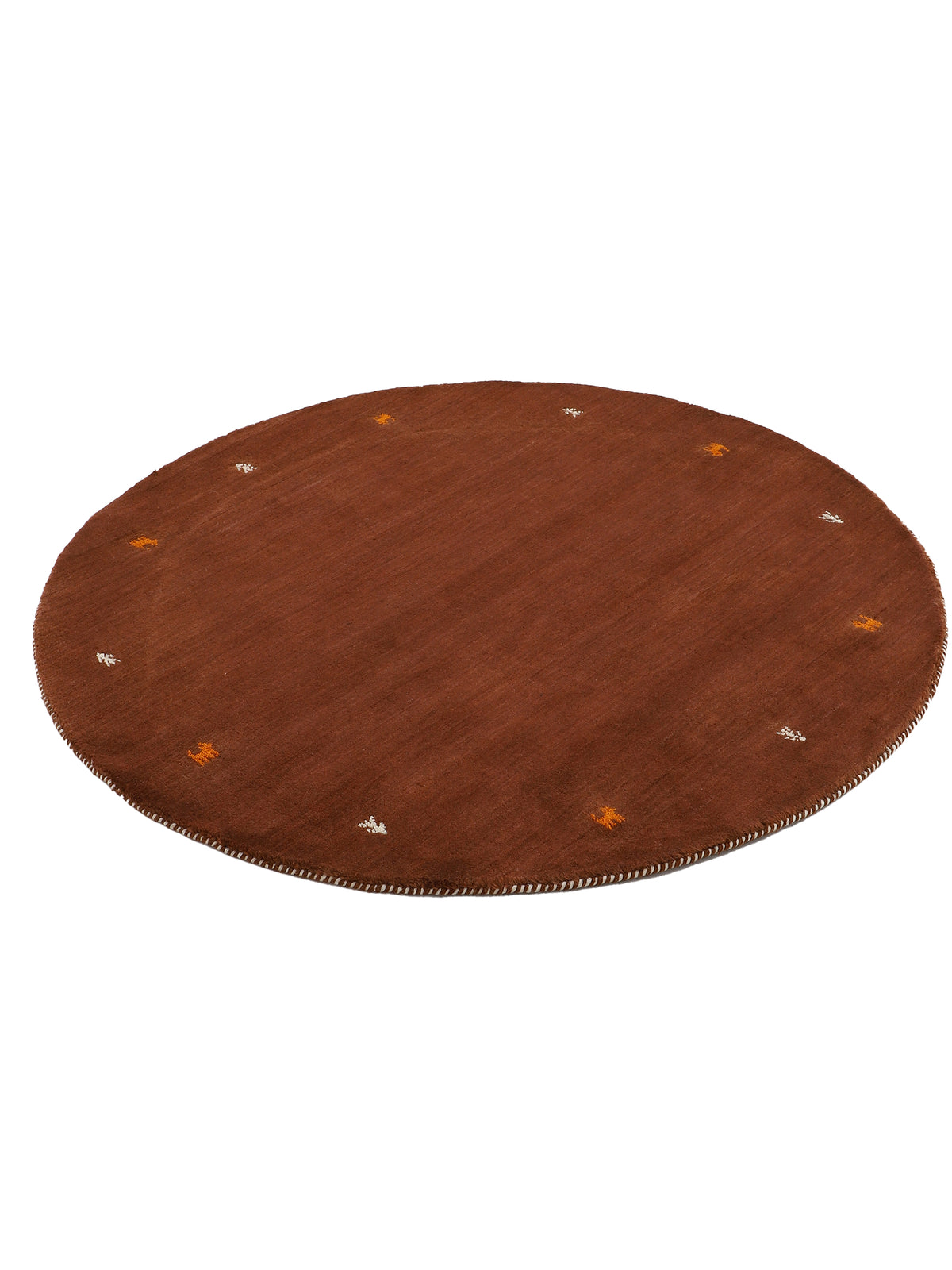 Wollteppich Gabbeh Uni Rund Braun in braun aus wolle