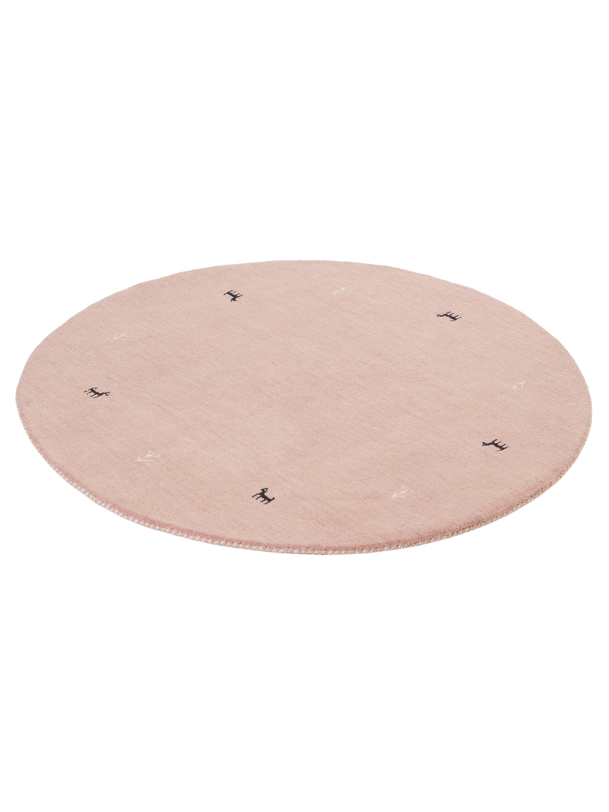 Wollteppich Gabbeh Uni Rund Rosa aus Wolle