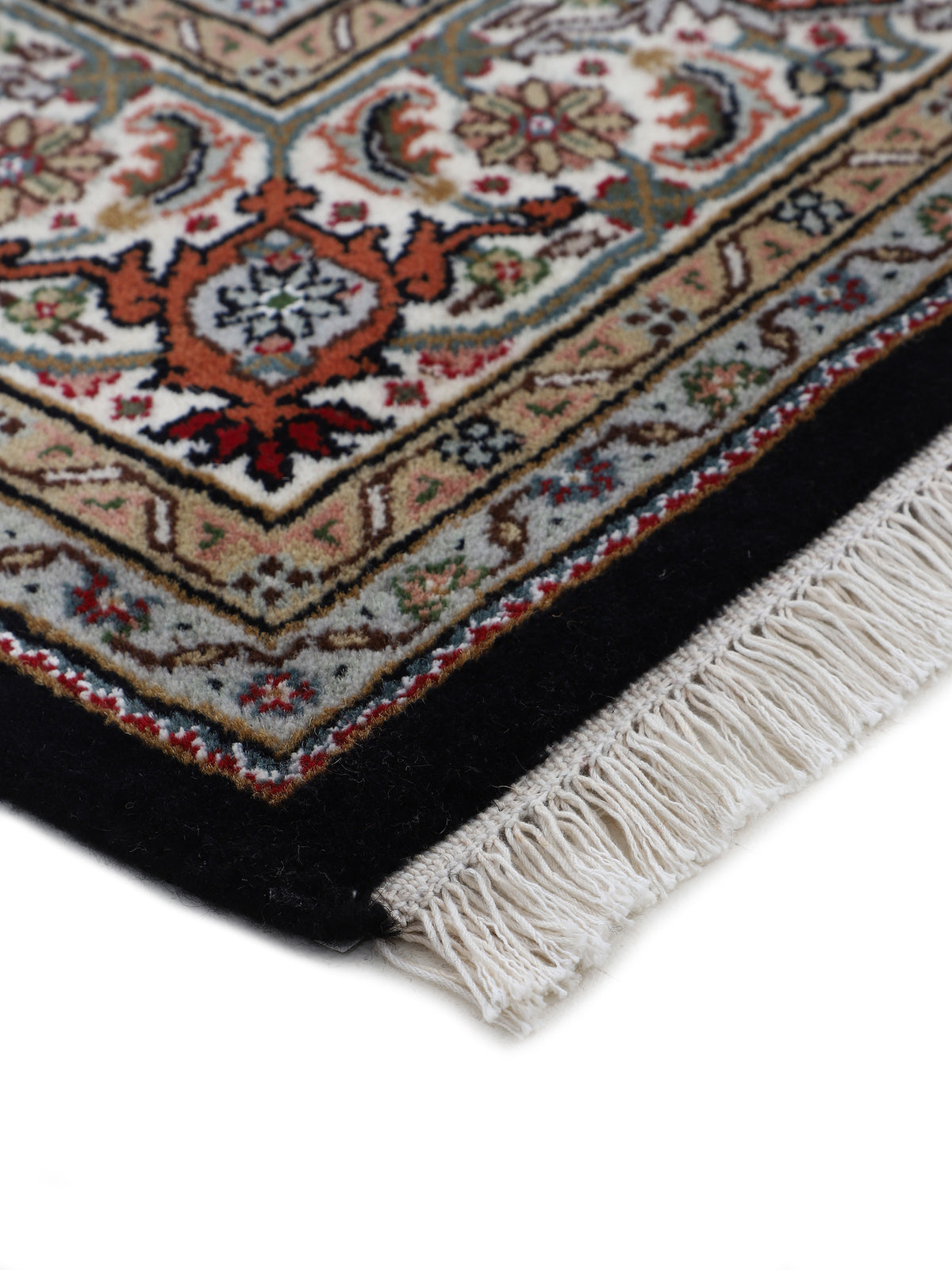 Tabriz Mahi Teppich Schwarz