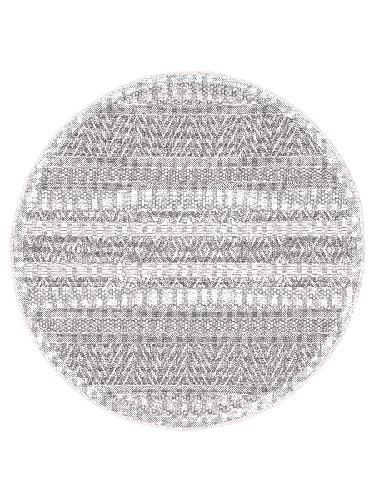 In- & Outdoor Teppich Boho Rund Beige