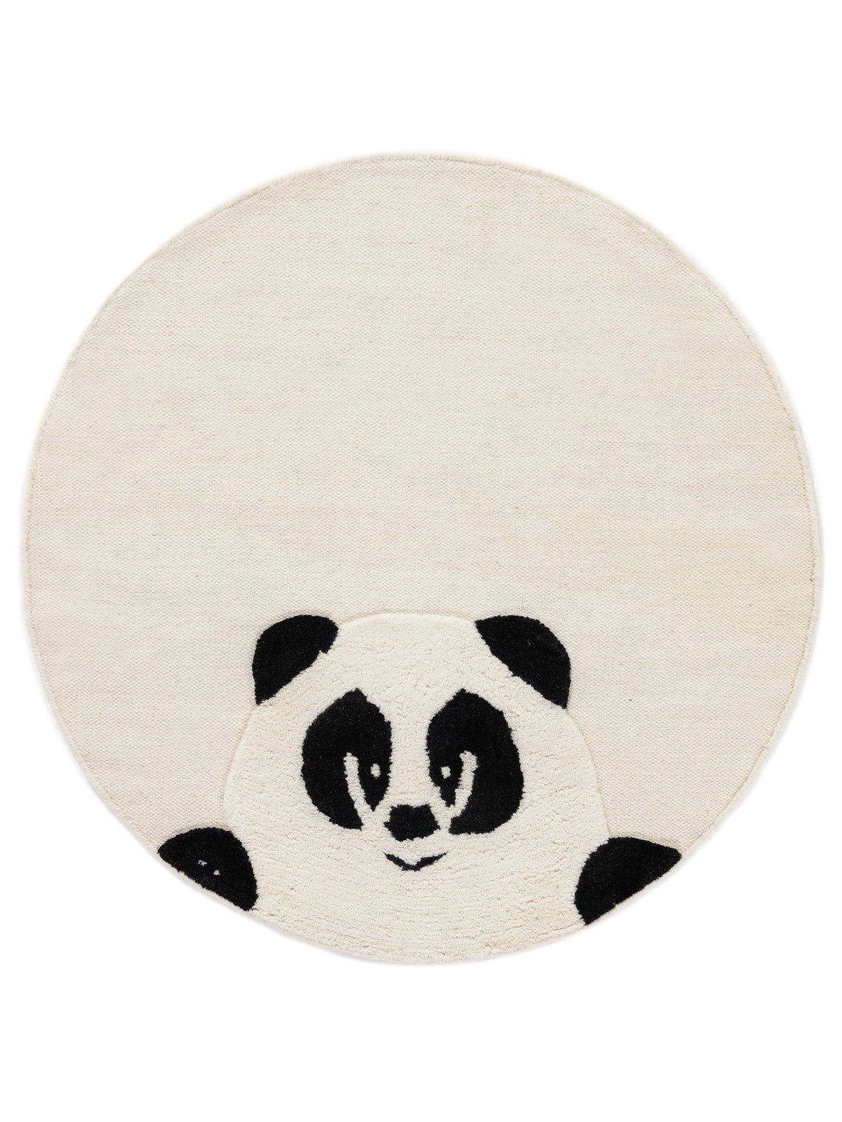 Kinderteppich Panda Rund Creme