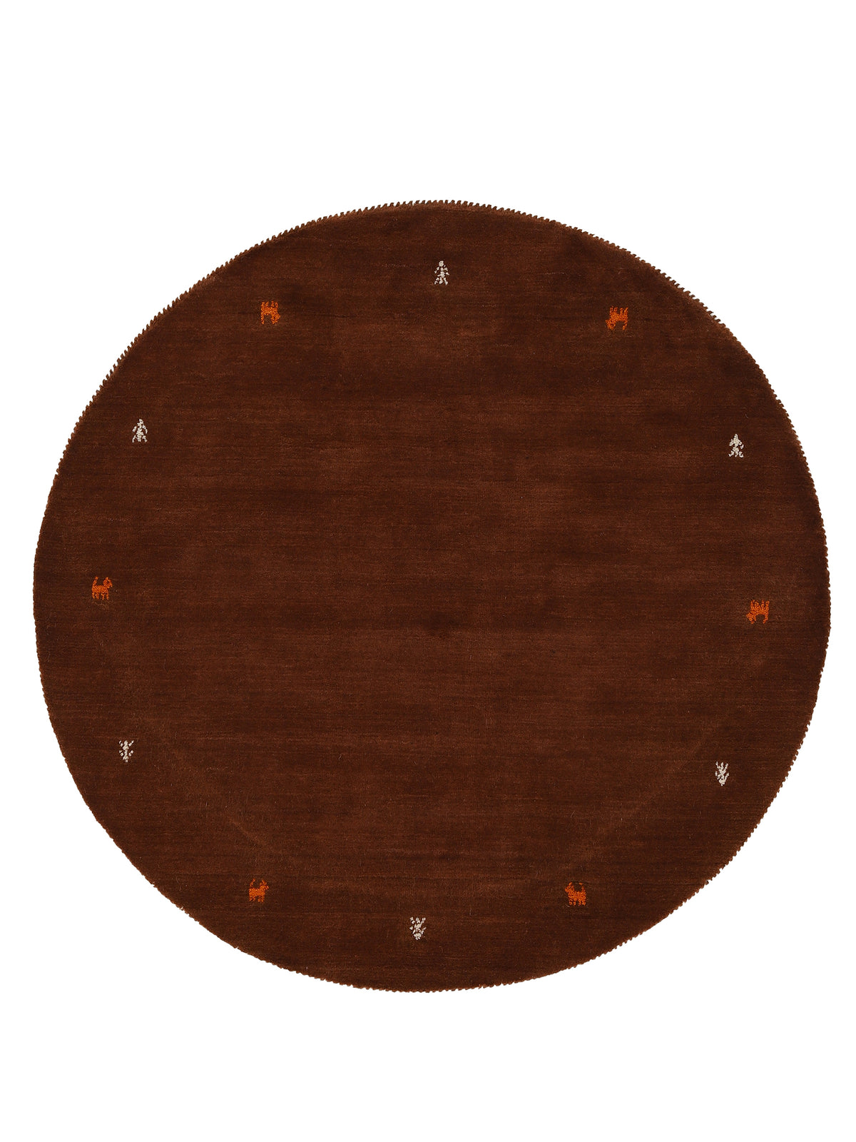 Wollteppich Gabbeh Uni Rund Braun in braun aus wolle
