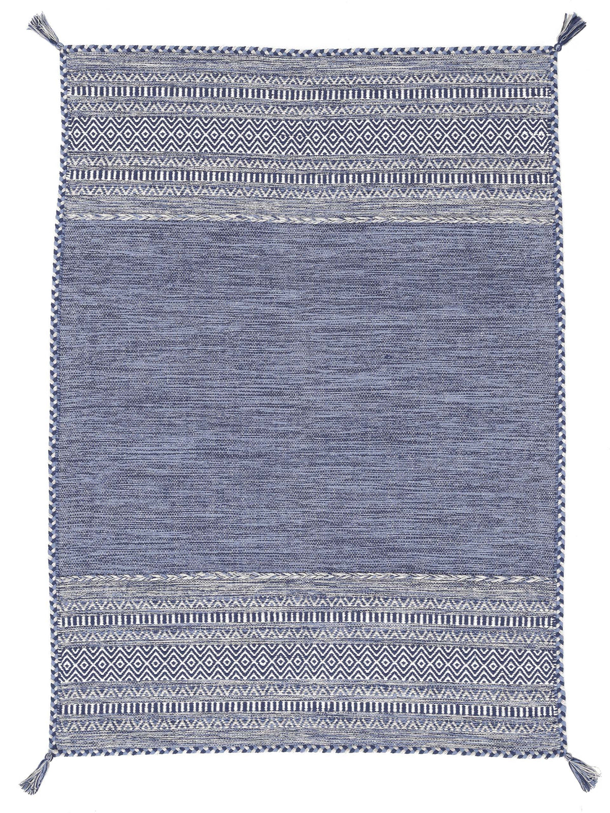 Flachgewebeteppich Kelim Azizi Blau aus Baumwolle