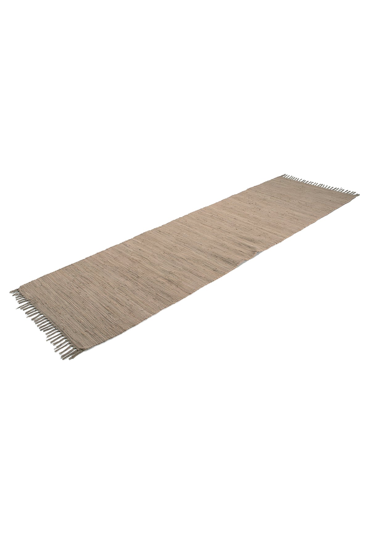 Kelim Chindi Uni Läufer Taupe in taupe aus baumwolle