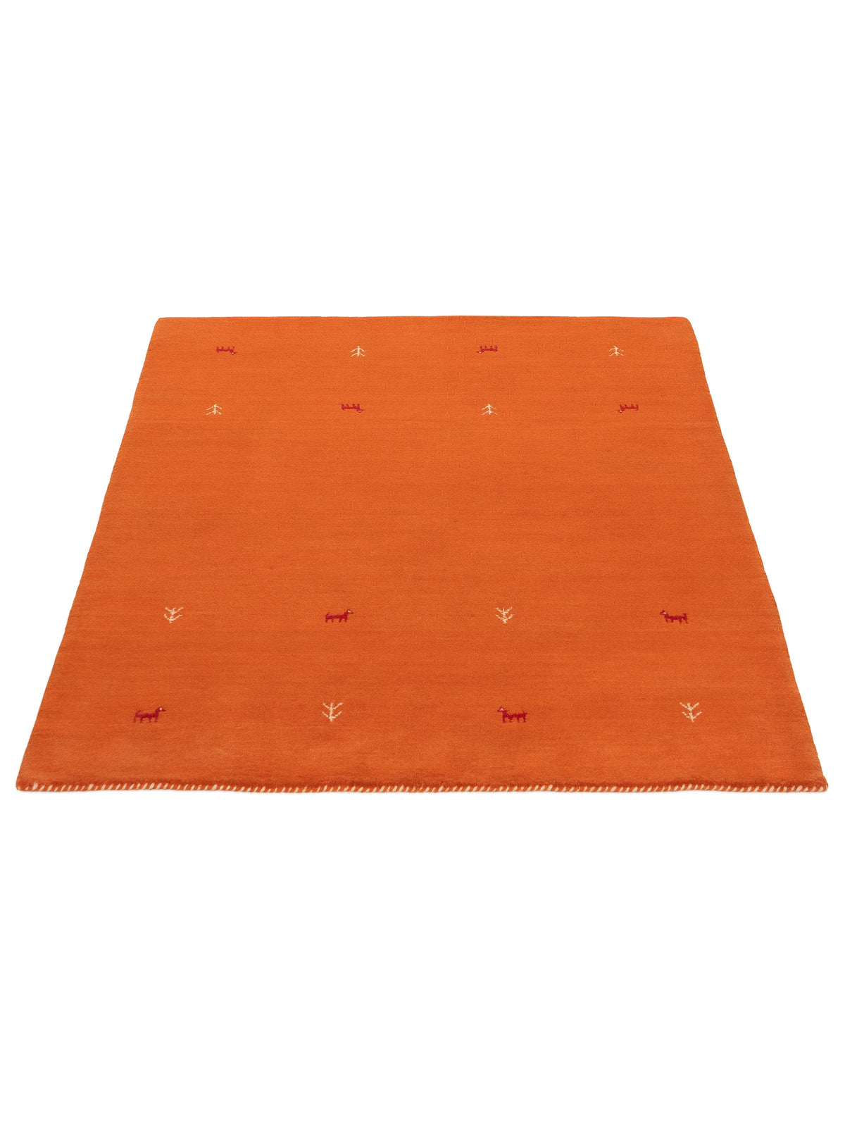 Wollteppich Gabbeh Uni Orange aus Wolle