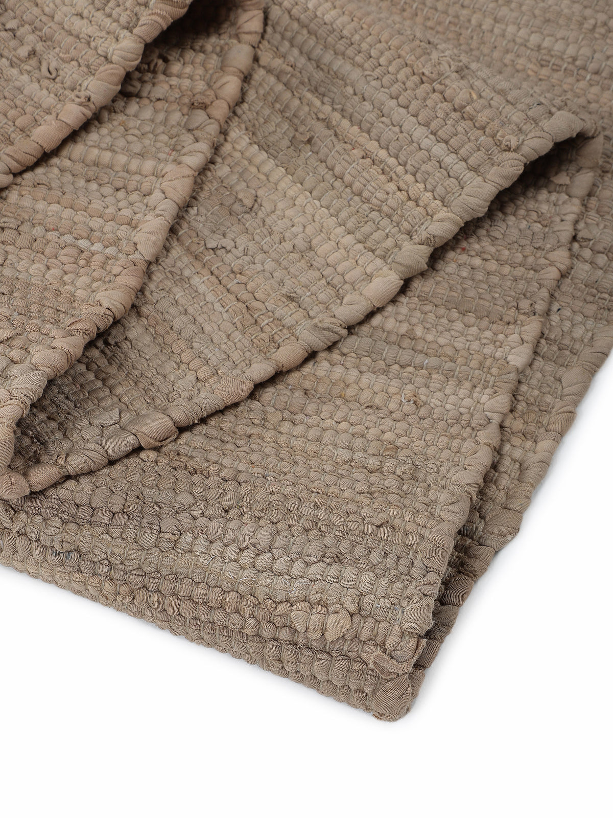 Kelim Chindi Uni Taupe in taupe aus baumwolle