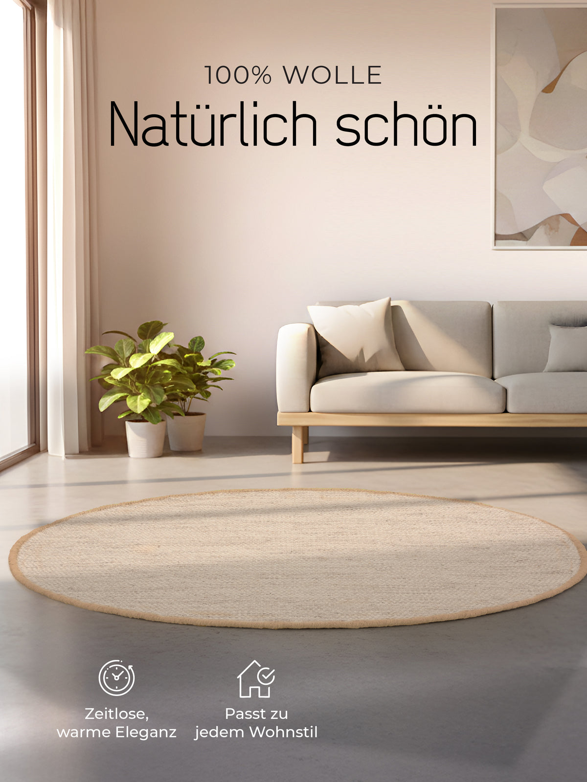 Wollteppich Lui Rund Taupe