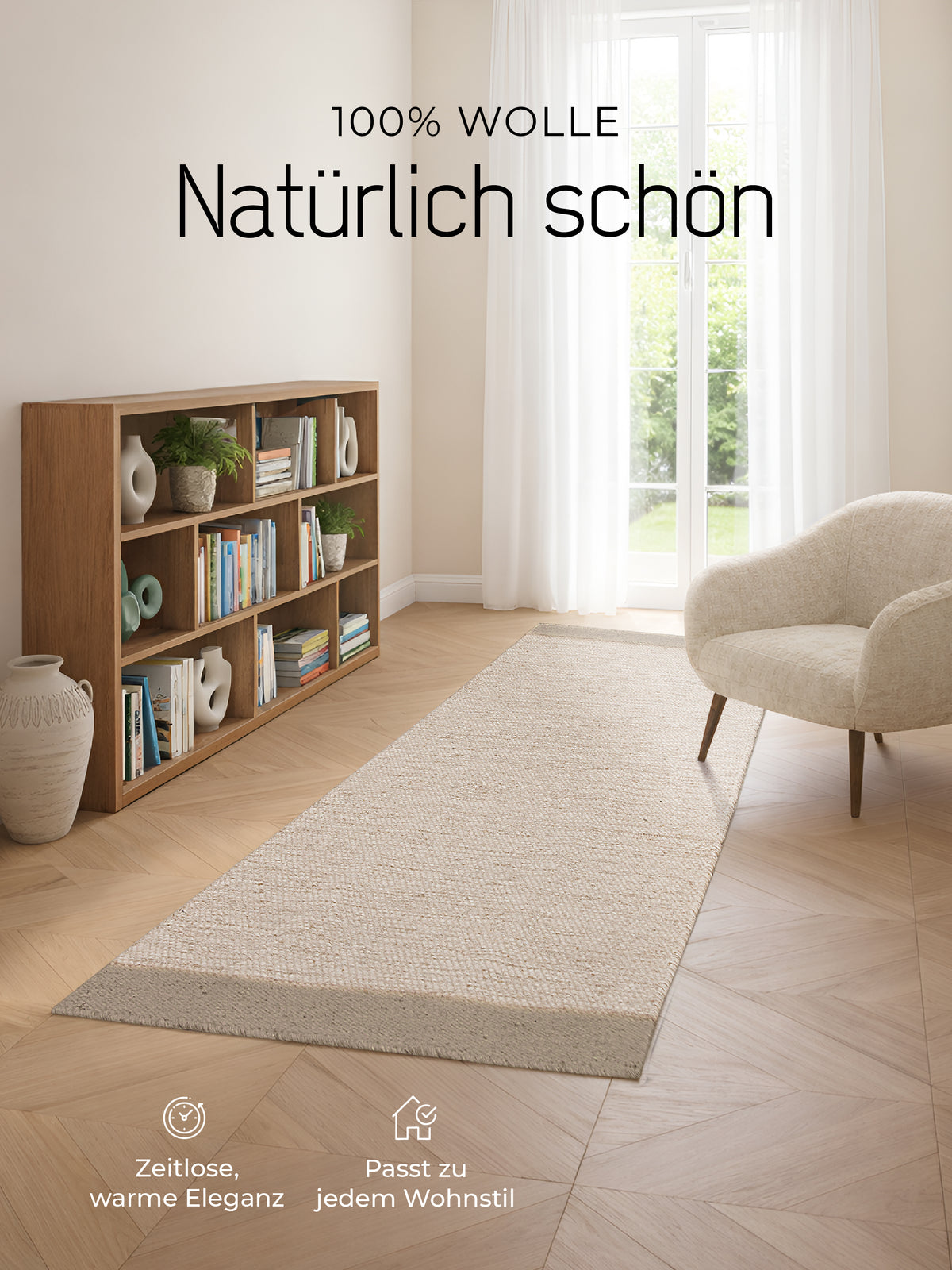 Wollteppich Lui Läufer Grau
