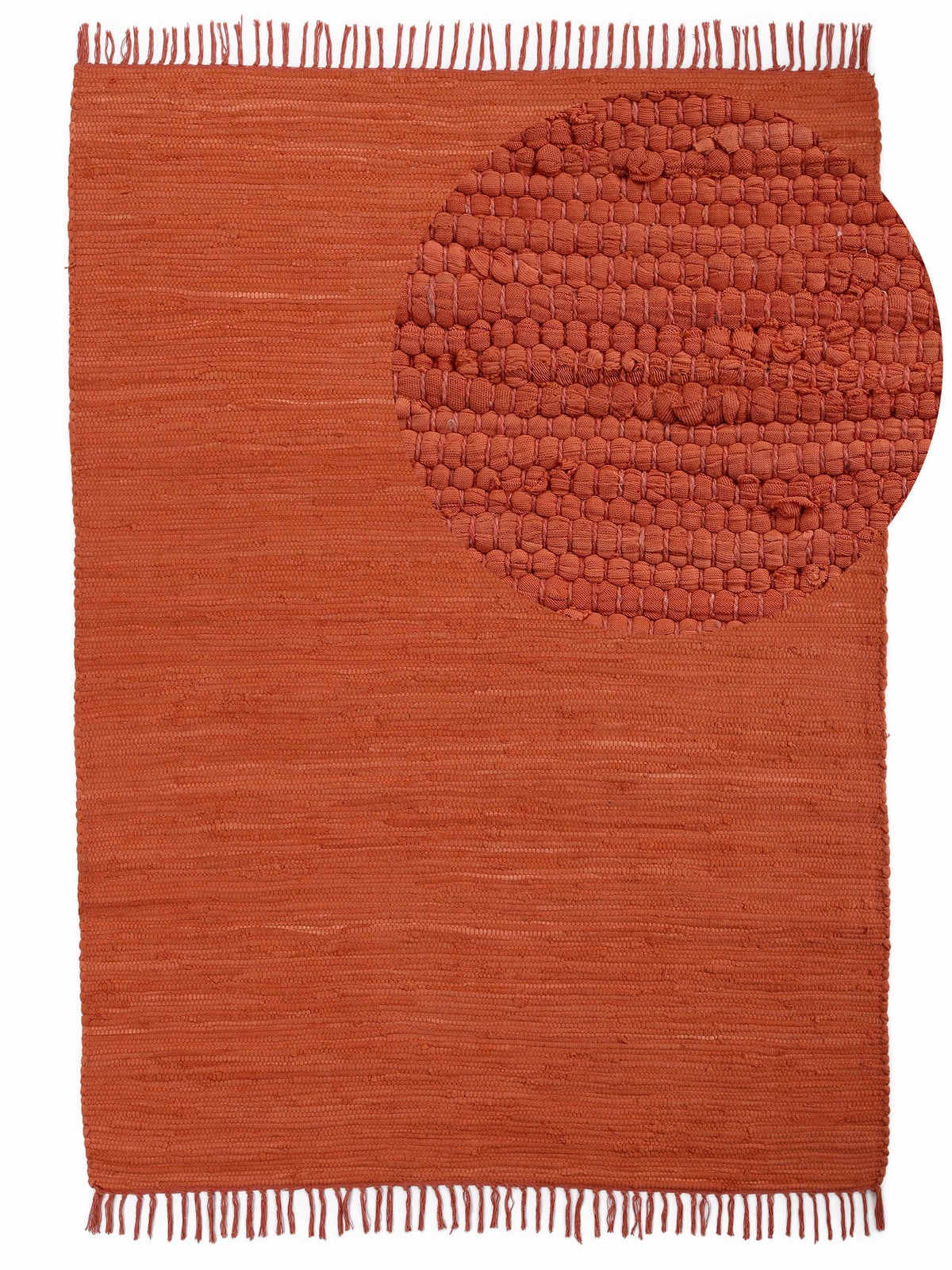 Kelim Chindi Uni Orange in orange aus baumwolle