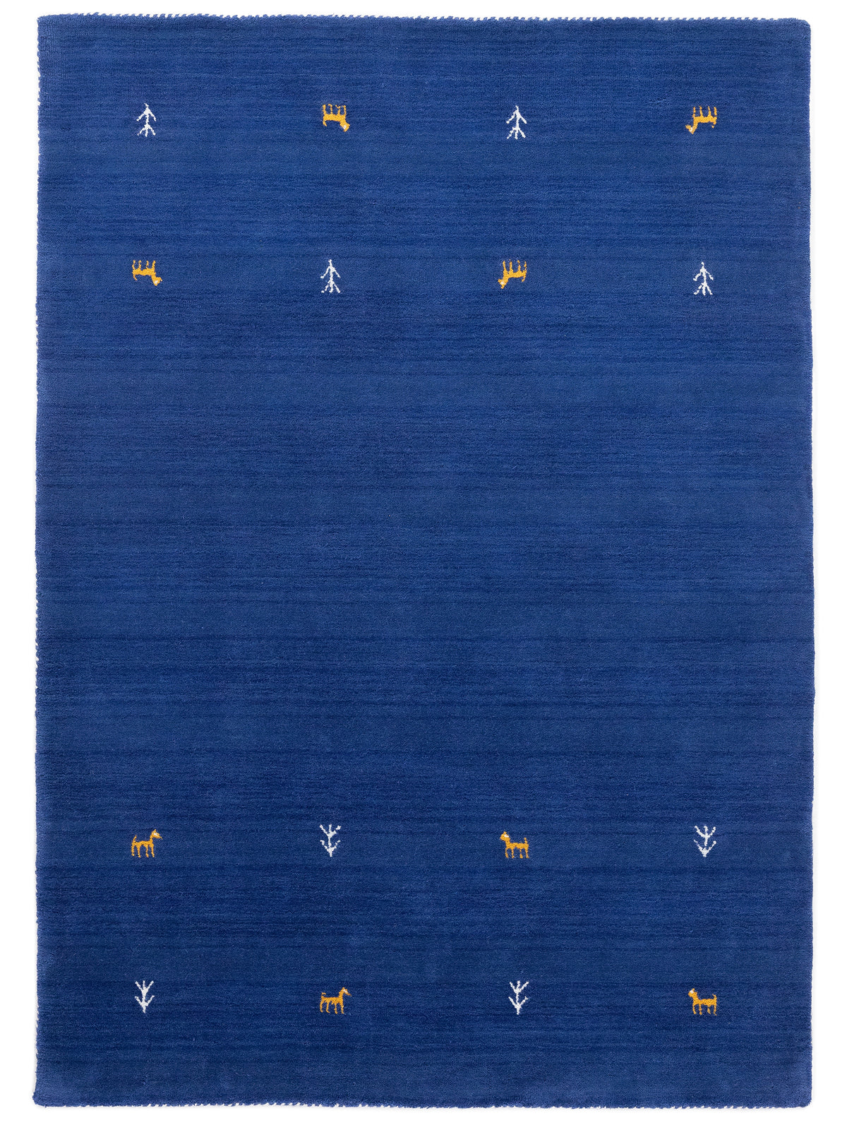 Wollteppich Gabbeh Uni Blau aus Wolle