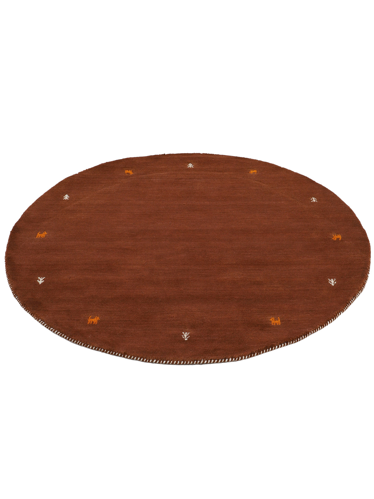 Wollteppich Gabbeh Uni Rund Braun in braun aus wolle