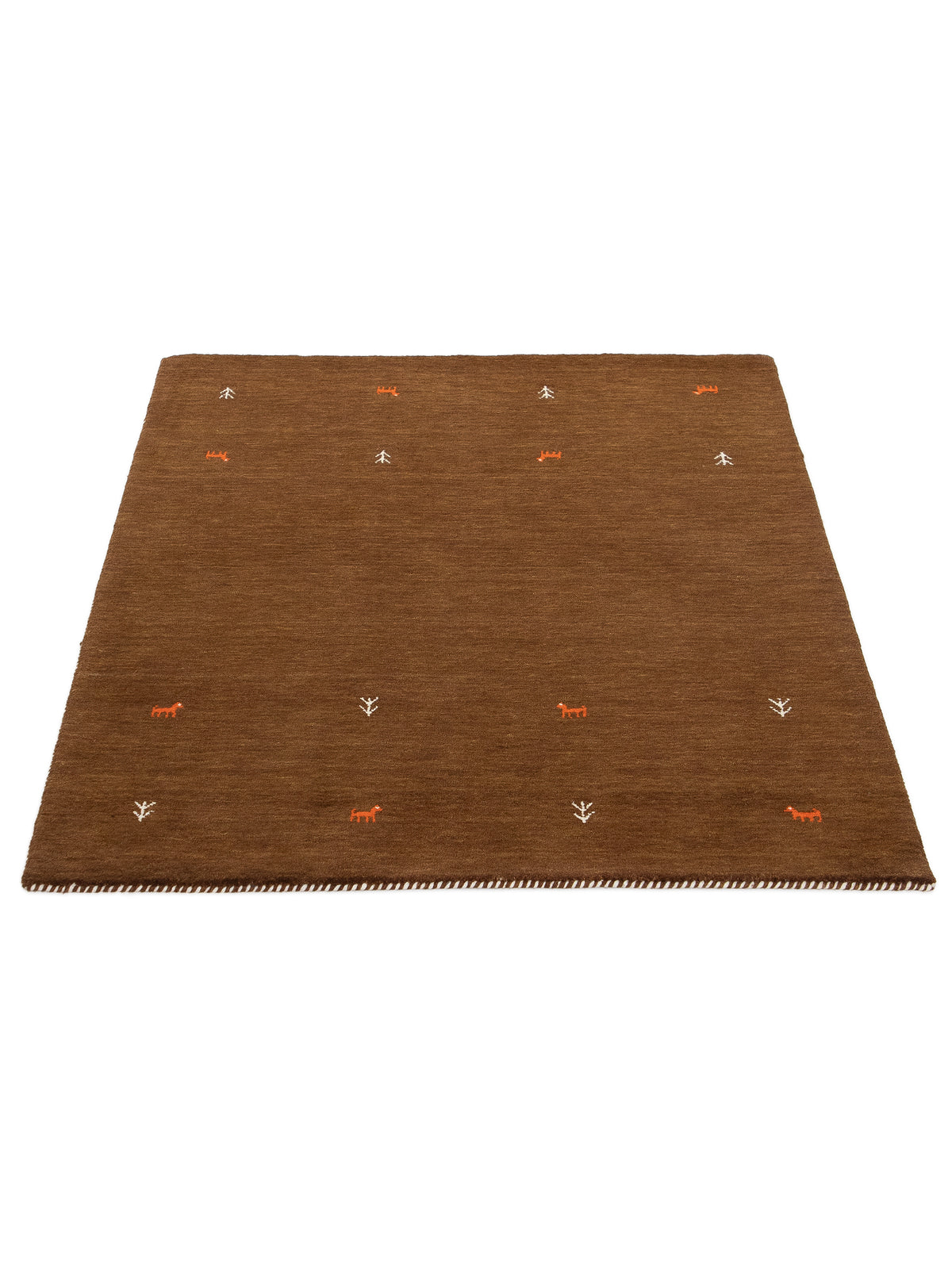 Wollteppich Gabbeh Uni Braun aus Wolle