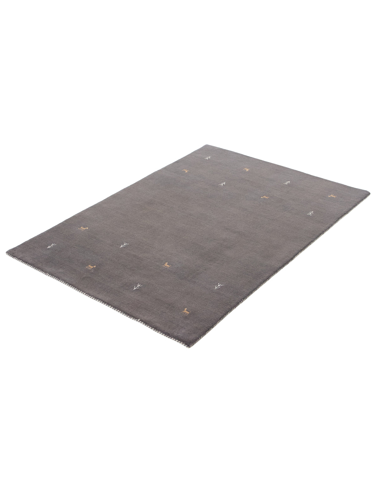Wollteppich Gabbeh Uni Grau aus Wolle