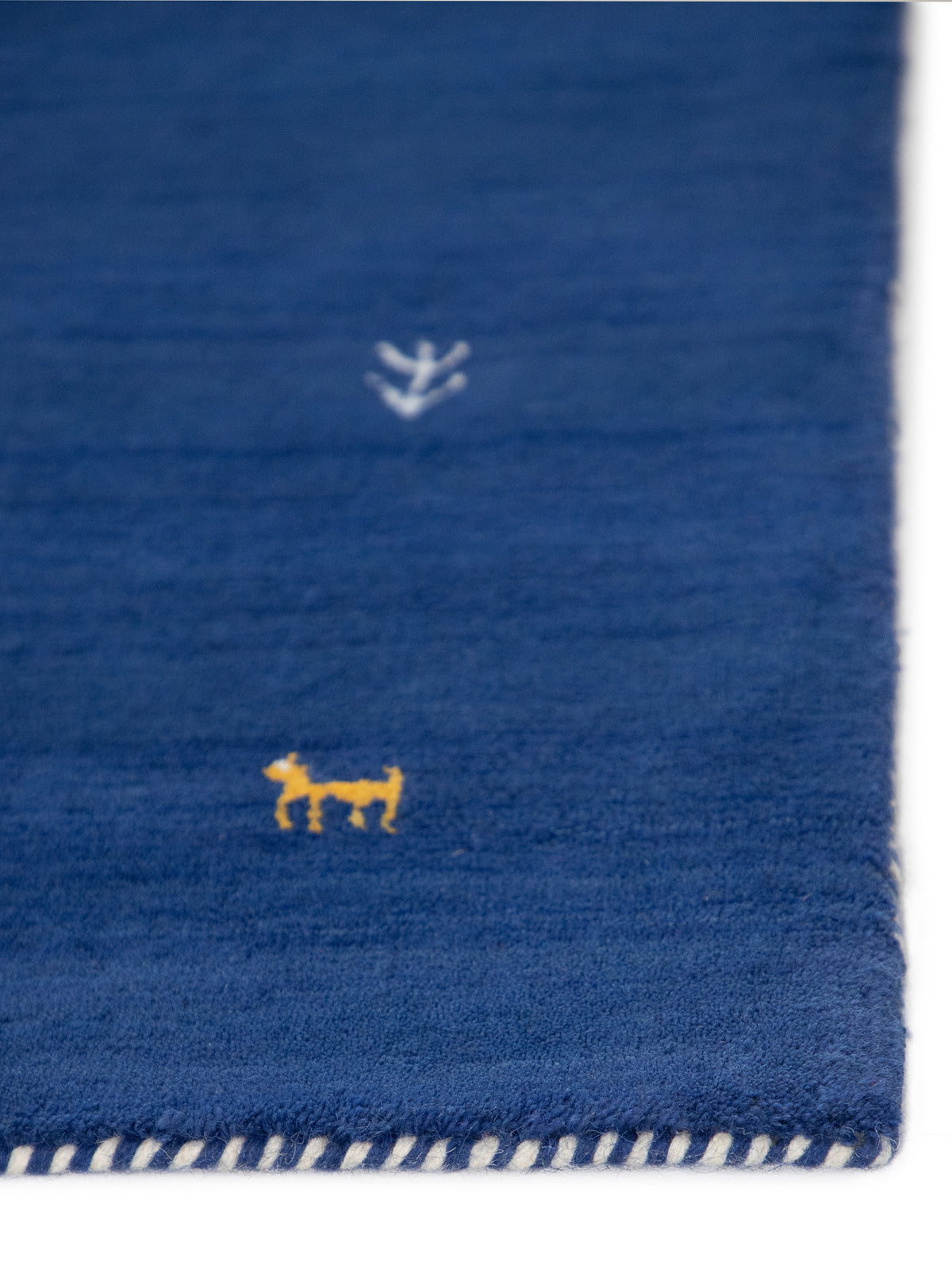 Wollteppich Gabbeh Uni Blau aus Wolle