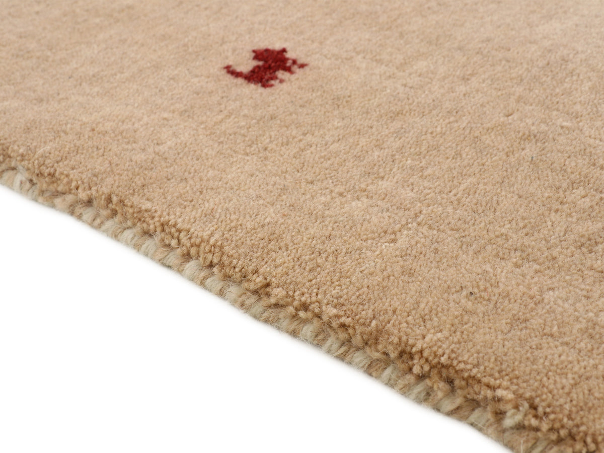 Wollteppich Gabbeh Uni Läufer Beige in beige aus wolle