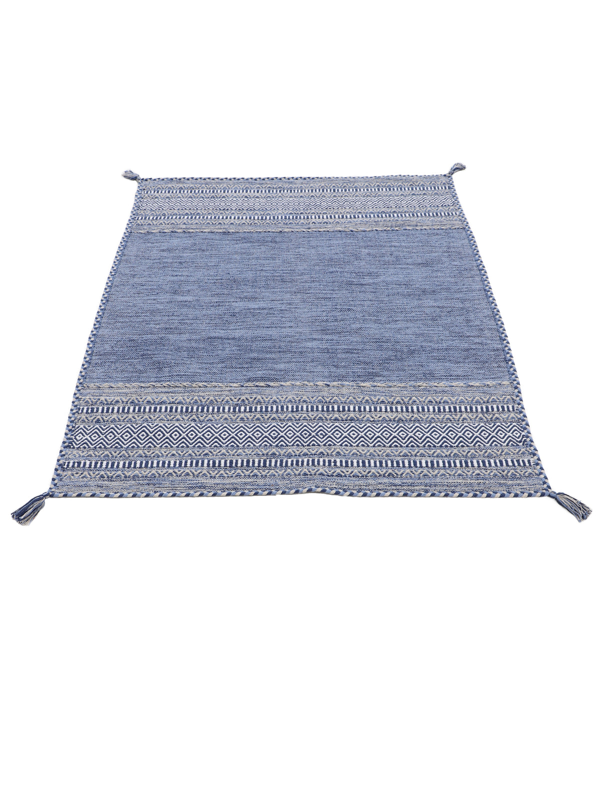 Flachgewebeteppich Kelim Azizi Blau aus Baumwolle