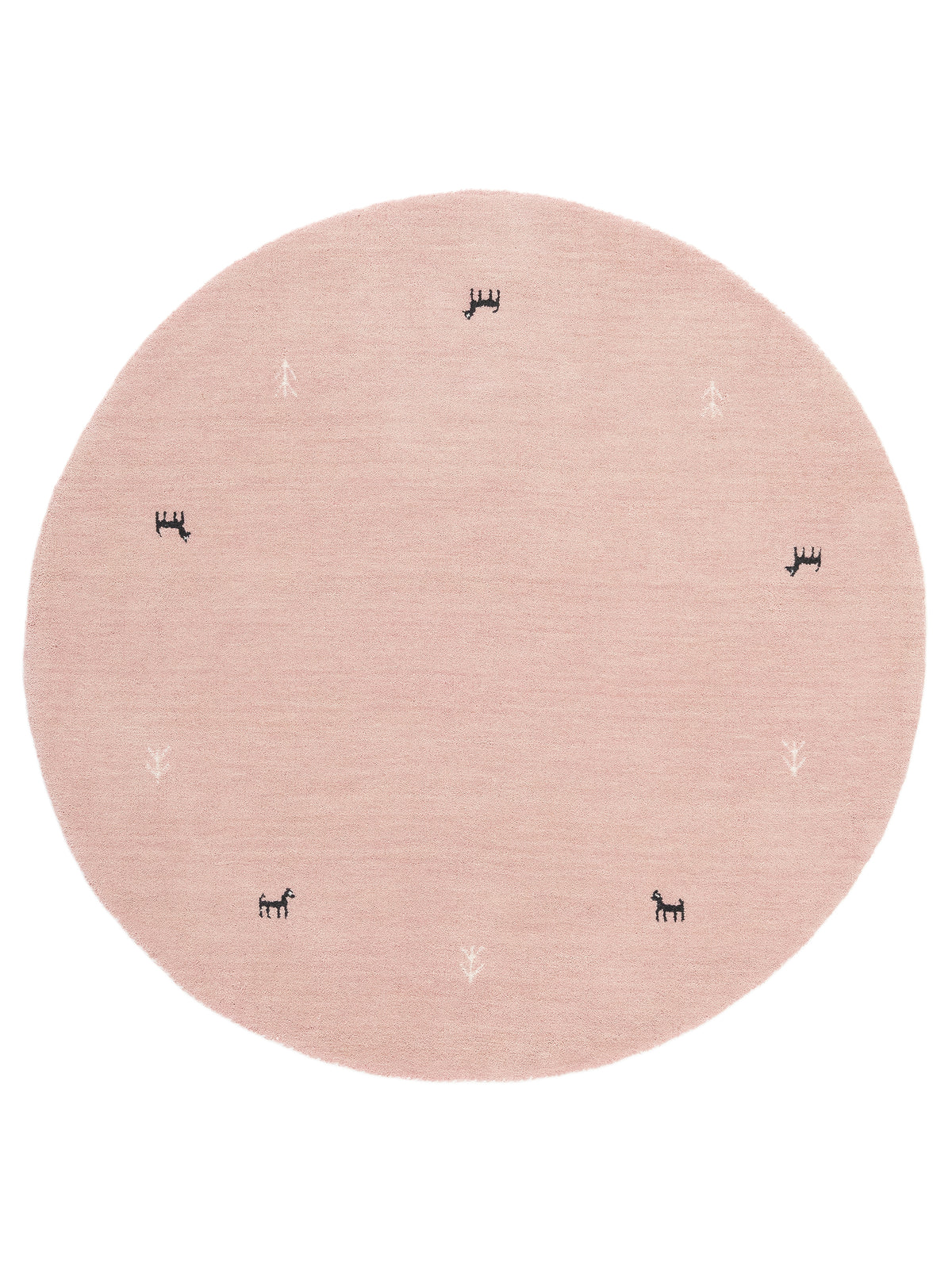 Wollteppich Gabbeh Uni Rund Rosa aus Wolle
