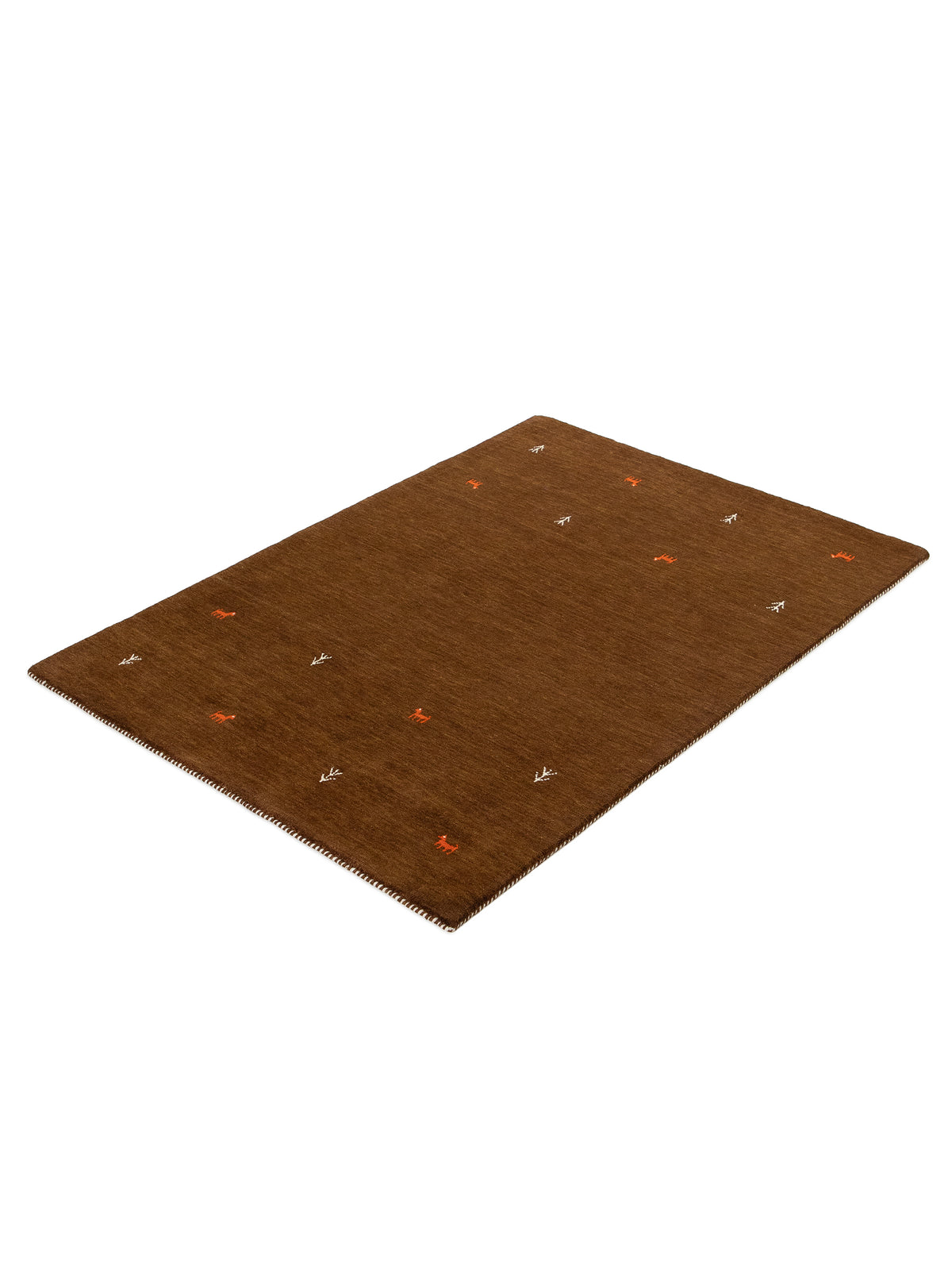 Wollteppich Gabbeh Uni Braun aus Wolle