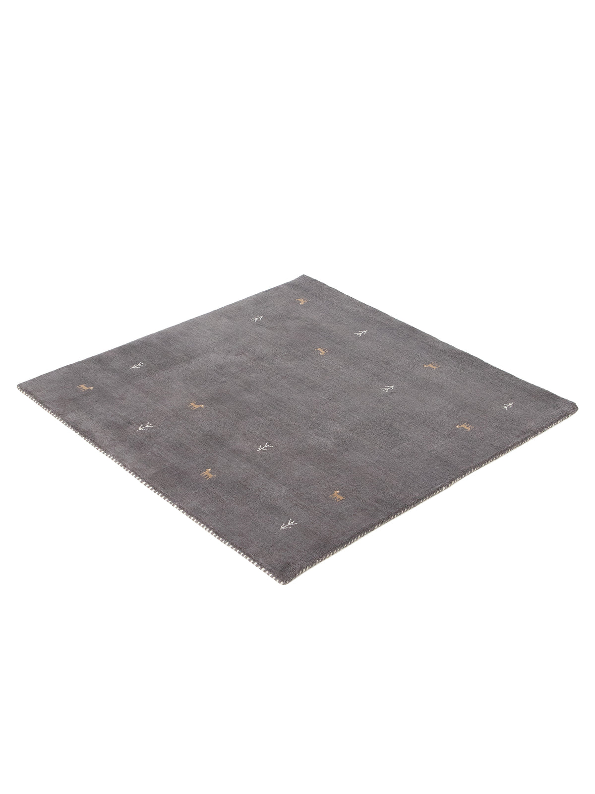 Wollteppich Gabbeh Uni Quadratisch Grau in grau aus wolle