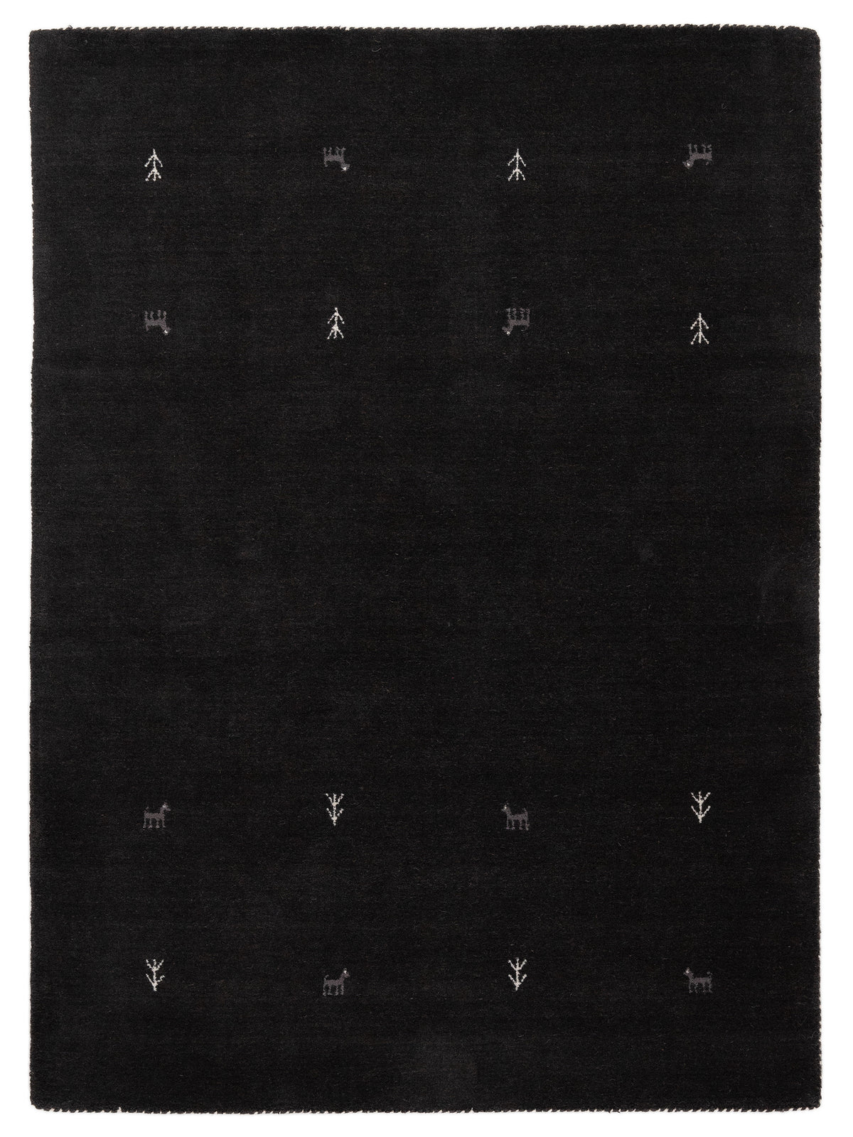 Wollteppich Gabbeh Uni Schwarz aus Wolle