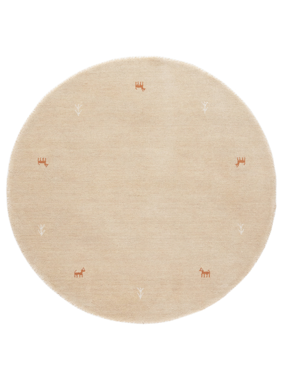 Wollteppich Gabbeh Uni Rund Beige aus Wolle